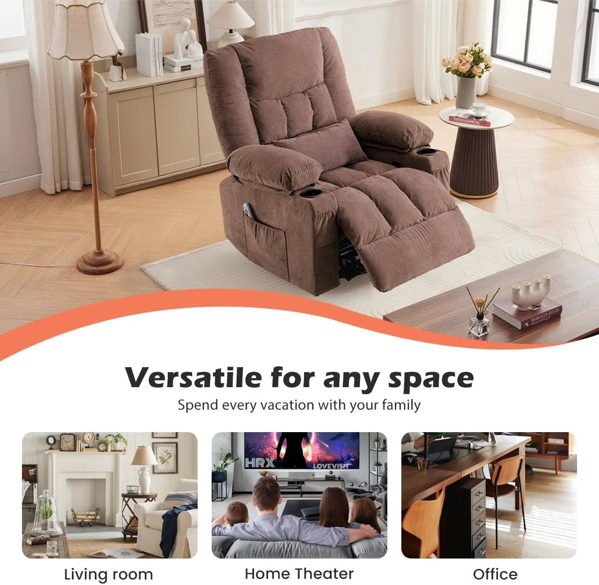 Recliner Loveseat with Cup Holders for Living Room