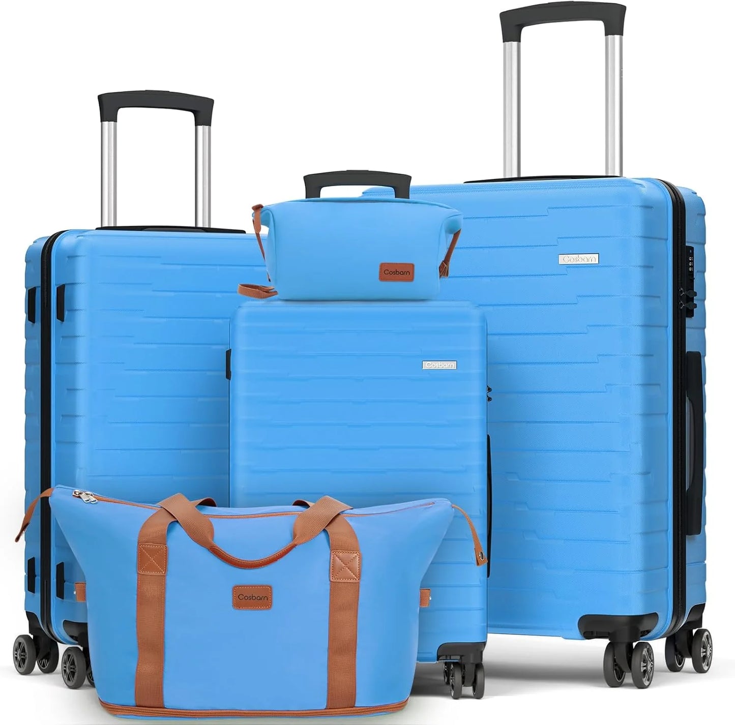5-piece luggage set with wheels, ABS hardshell suitcase with spinner wheels