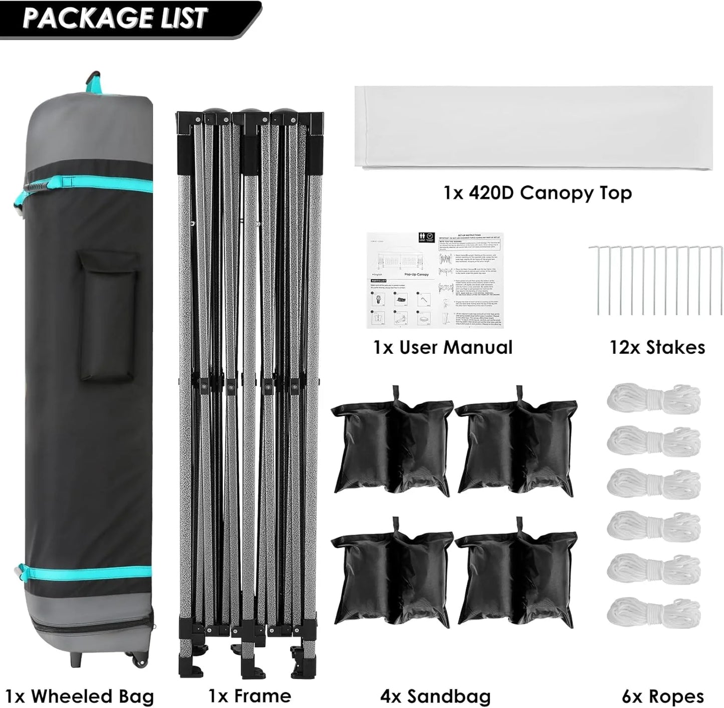 COBIZI 10x20 Heavy Duty Pop up Canopy Tent with 6 sidewalls Easy Up Commercial Outdoor Canopy Wedding Party Tents for Parties All Season Wind & Waterproof Gazebo with Roller Bag,Black(Frame Thickened)