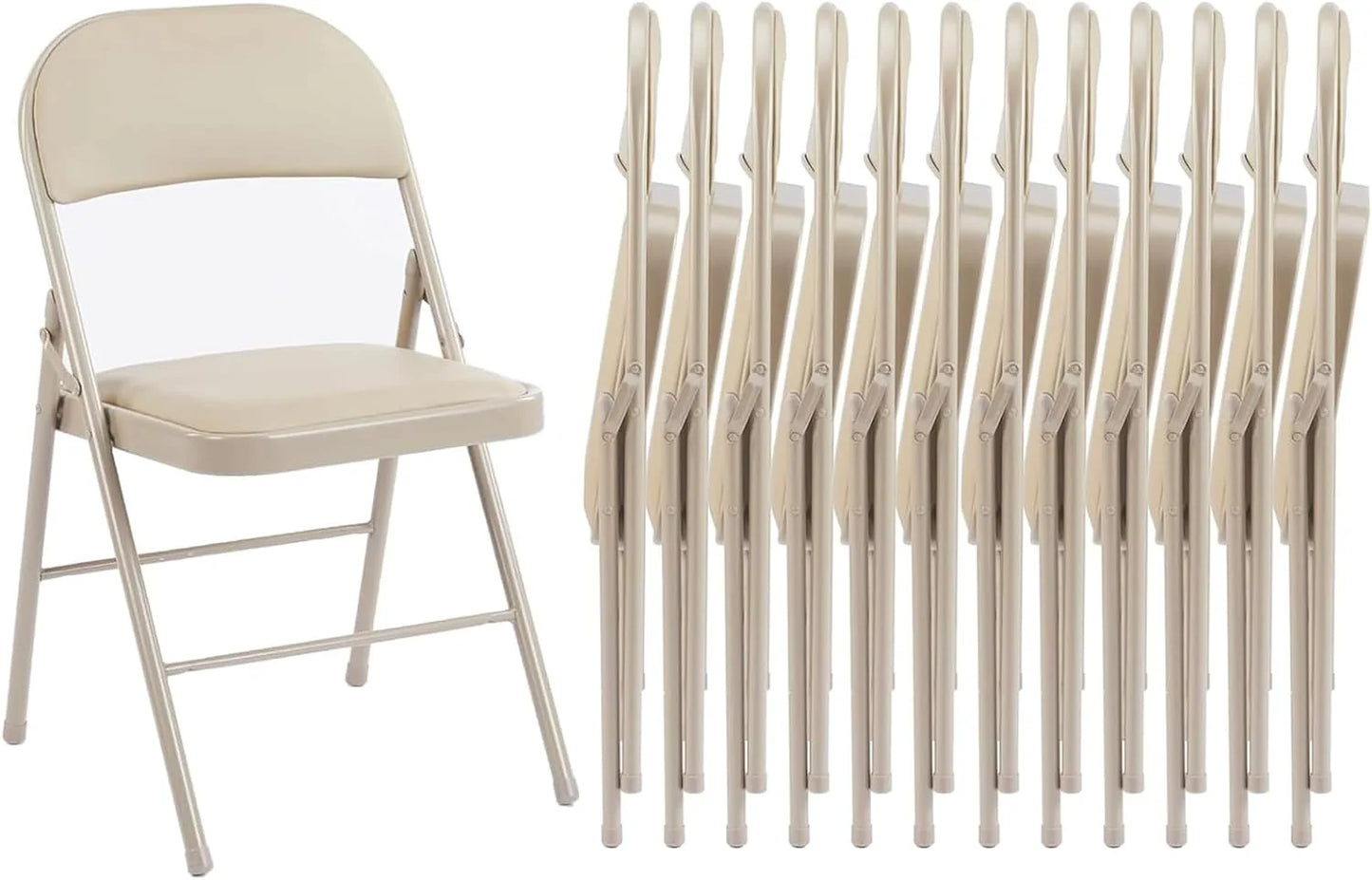 Sweetcrispy Folding Chair 12 Pack, Leather Padded Folding Chairs, Sturdy Metal Foldable Chairs