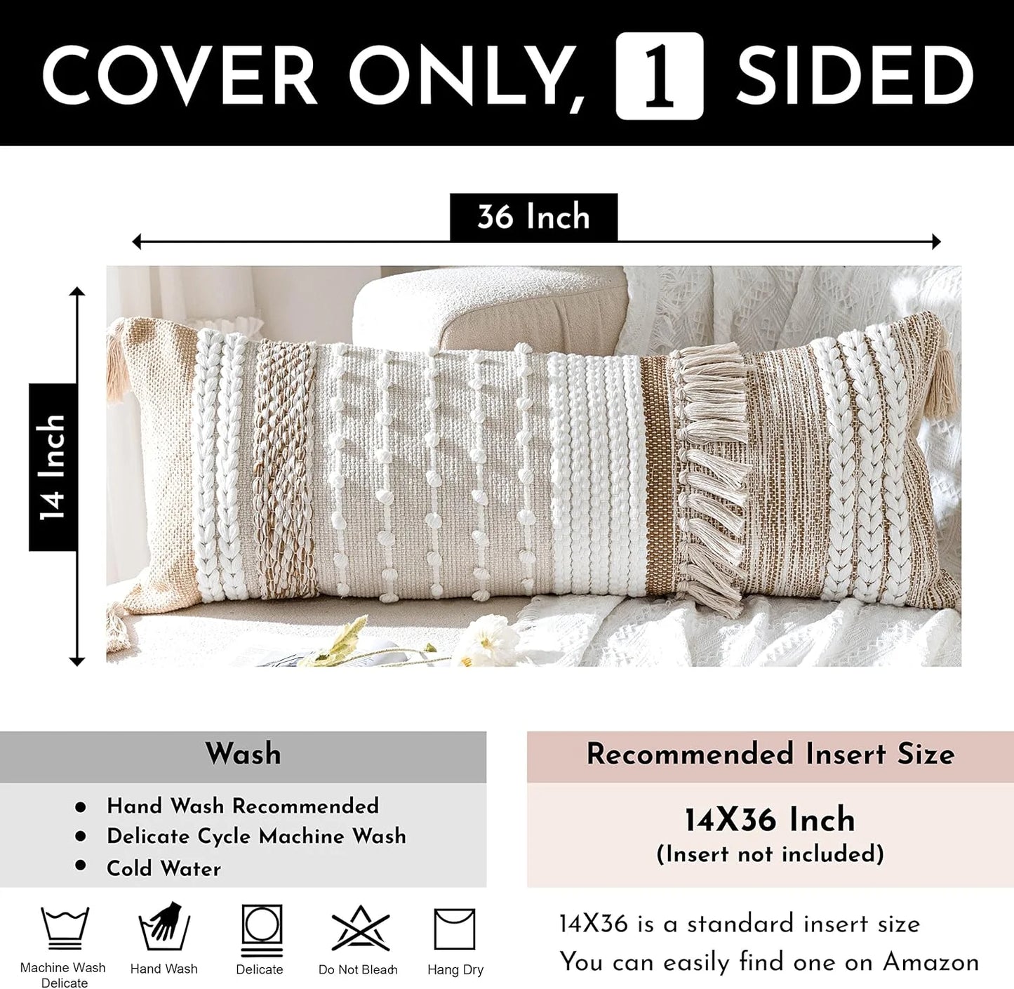 Blue Boho Decorative Throw Pillow Cover 20x20