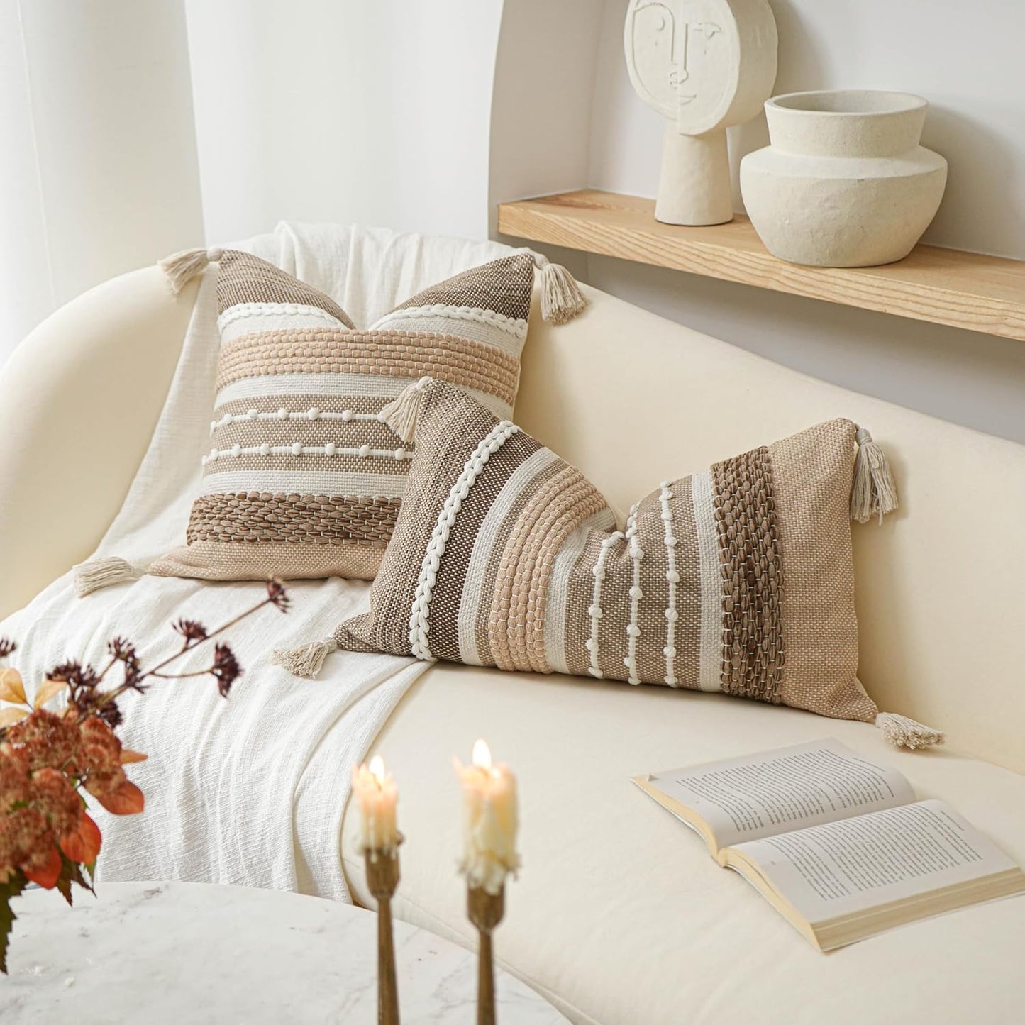 Blue Boho Decorative Throw Pillow Cover 20x20