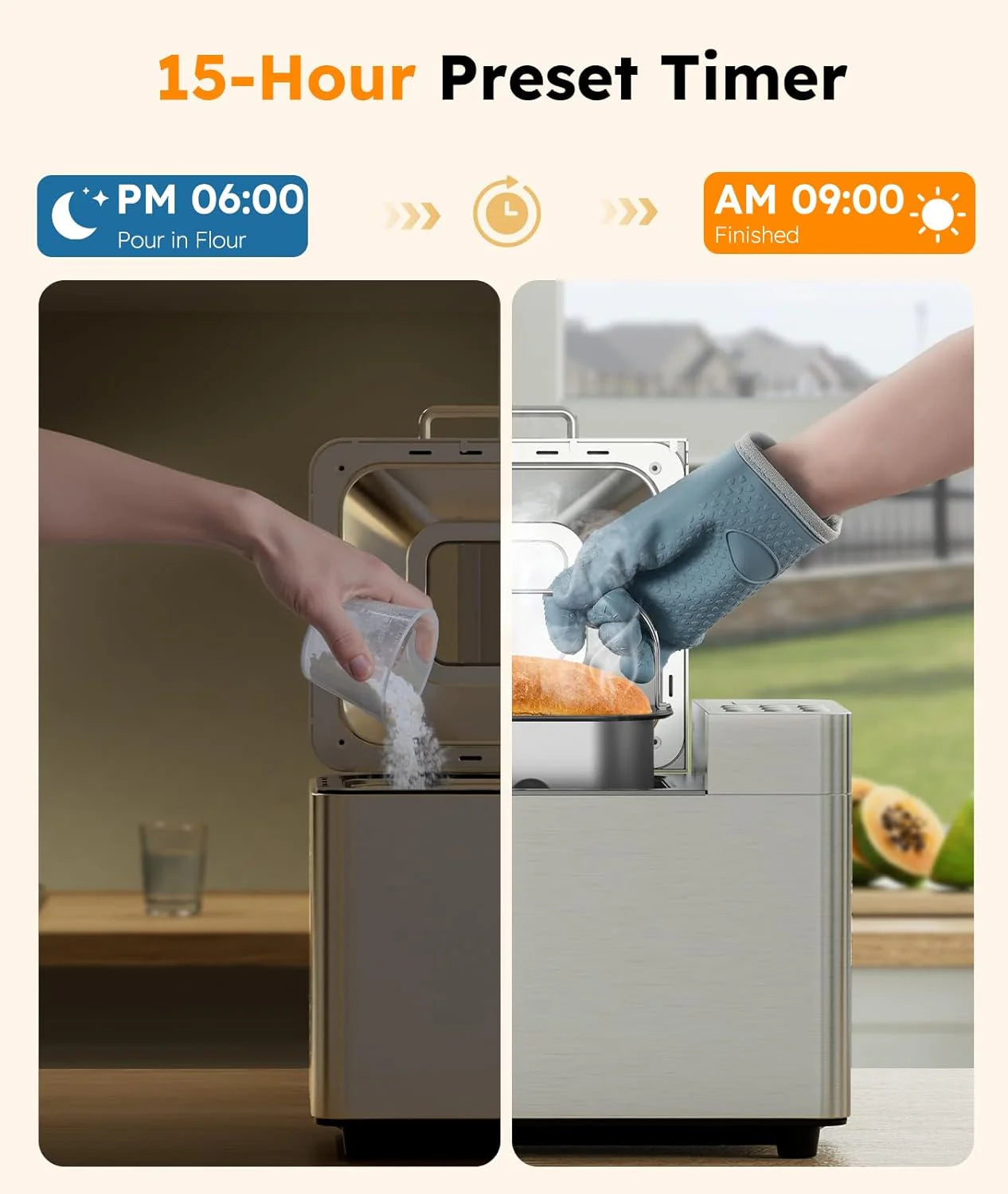 2LB Bread Maker, OSIPOTO 17-in-1 Automatic Stainless Steel Bread Maker