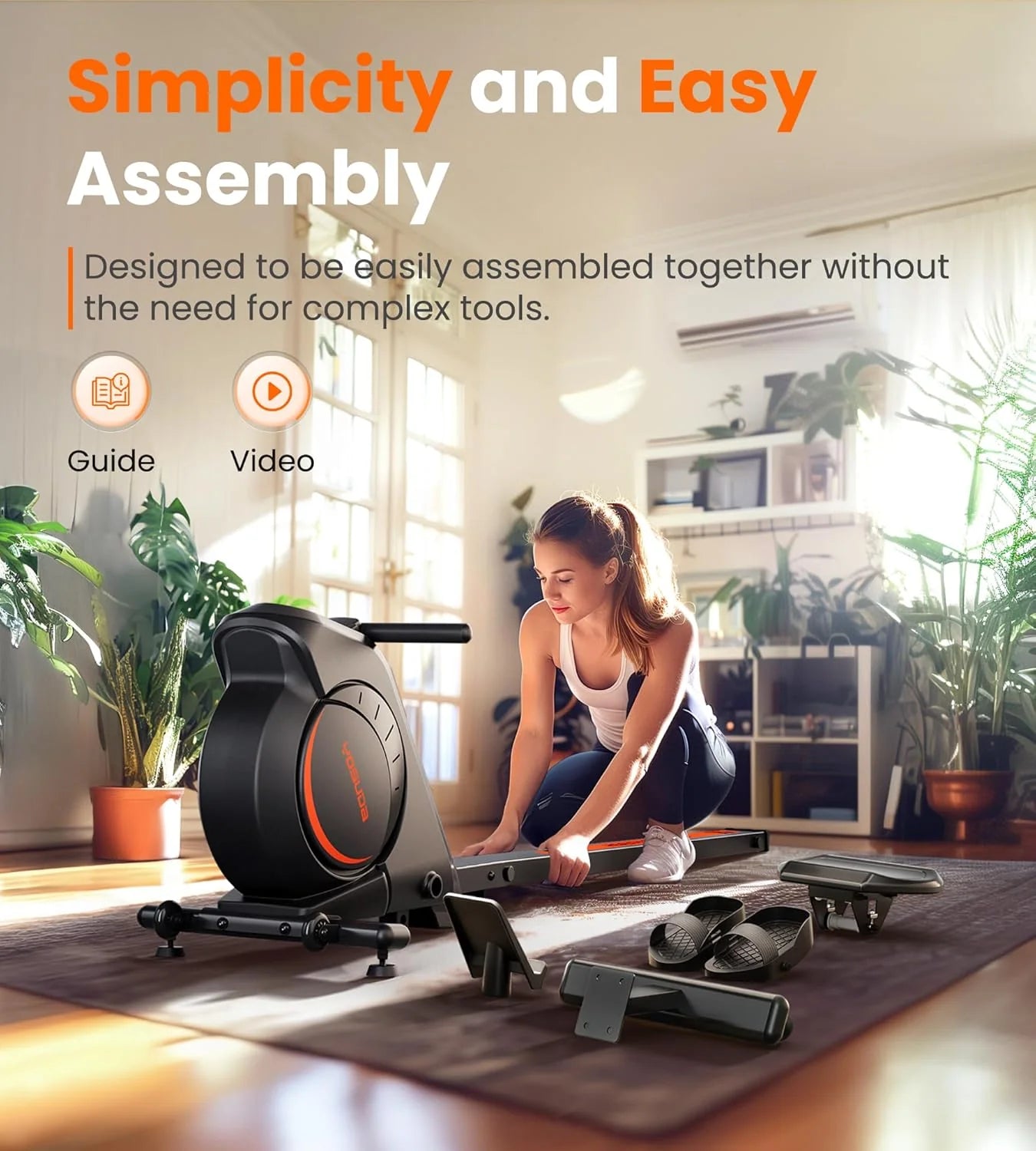 YOSUDA Home Magnet/Water Resistance Rowing Machine Support Bluetooth and Applications