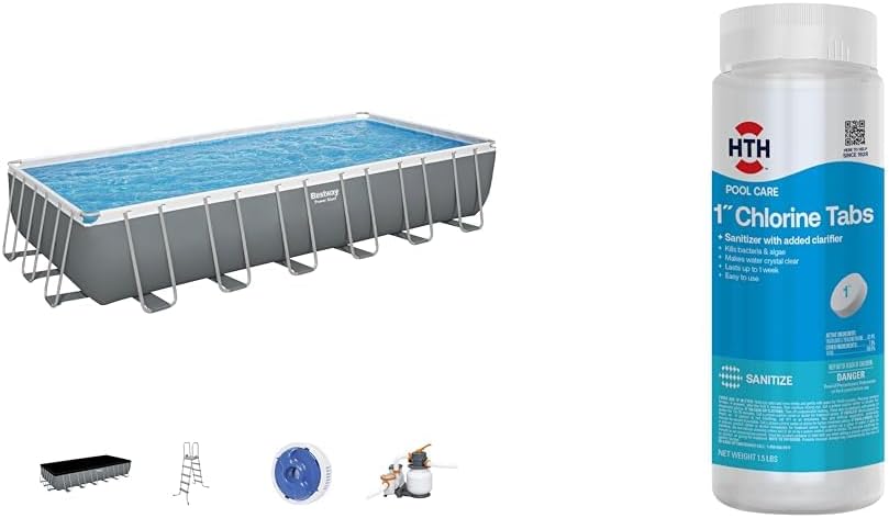 Power Steel 14' x 8'2" x 39.5" Oval Above Ground Pool Set | Includes 530gal Filter Pump, Ladder, ChemConnect Dispener
