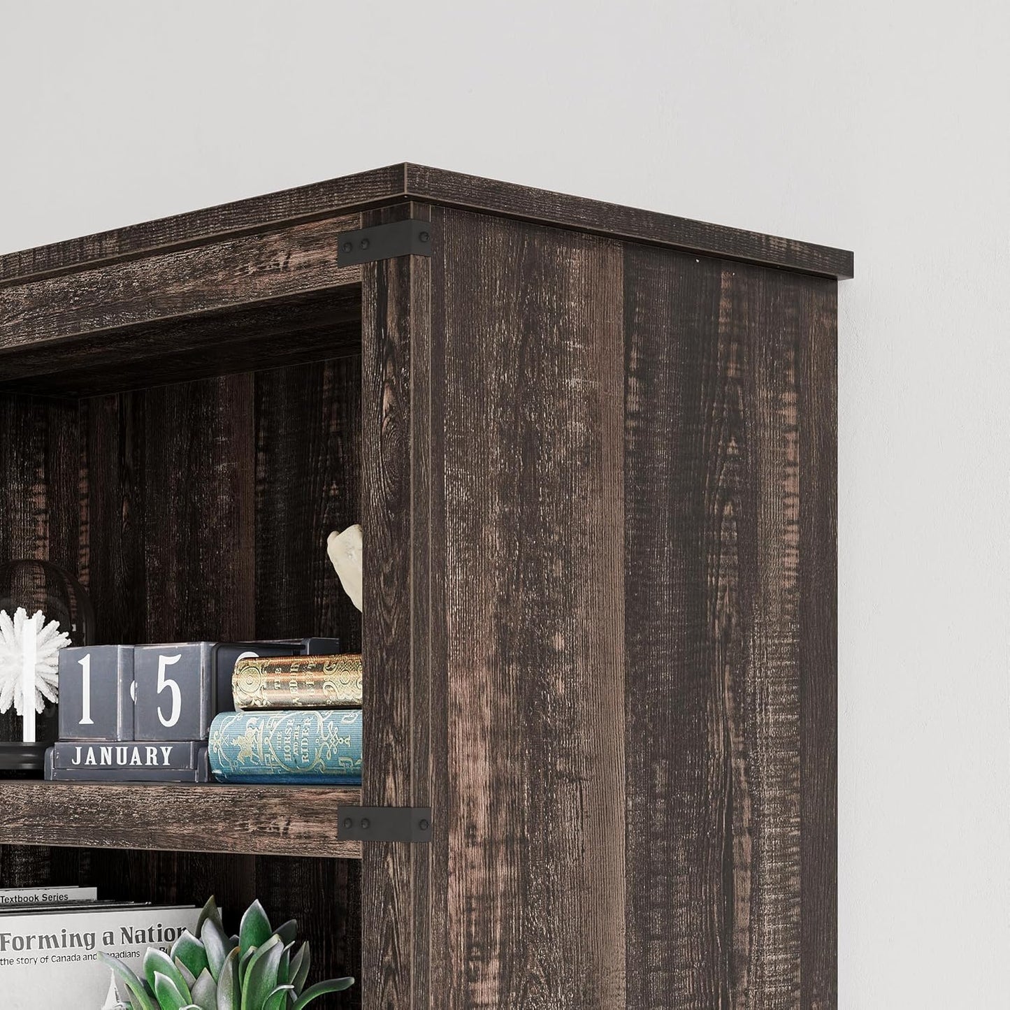 5 Tier Bookcase Farmhouse Book Shelf with Storage Open Display Bookshelves