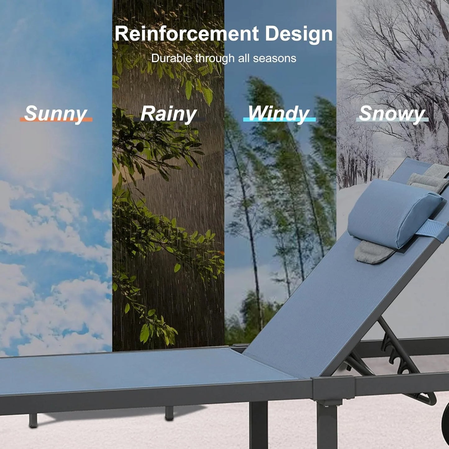 PURPLE LEAF Patio Tanning Lounge Chair Set with Face Down Hole Outdoor Aluminum Adjustable Reclining Chairs Wheels Pillows and Table for Poolside Beach Sunbathing Lounger, Beige