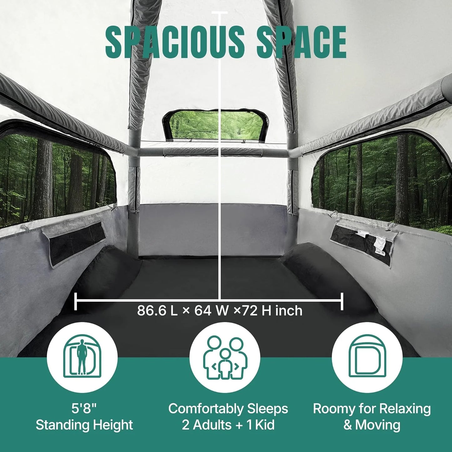 Truck Bed Tent 5.5ft-8ft, Suitable for 2+1 People/Family Inflatable Pickup Truck Tent