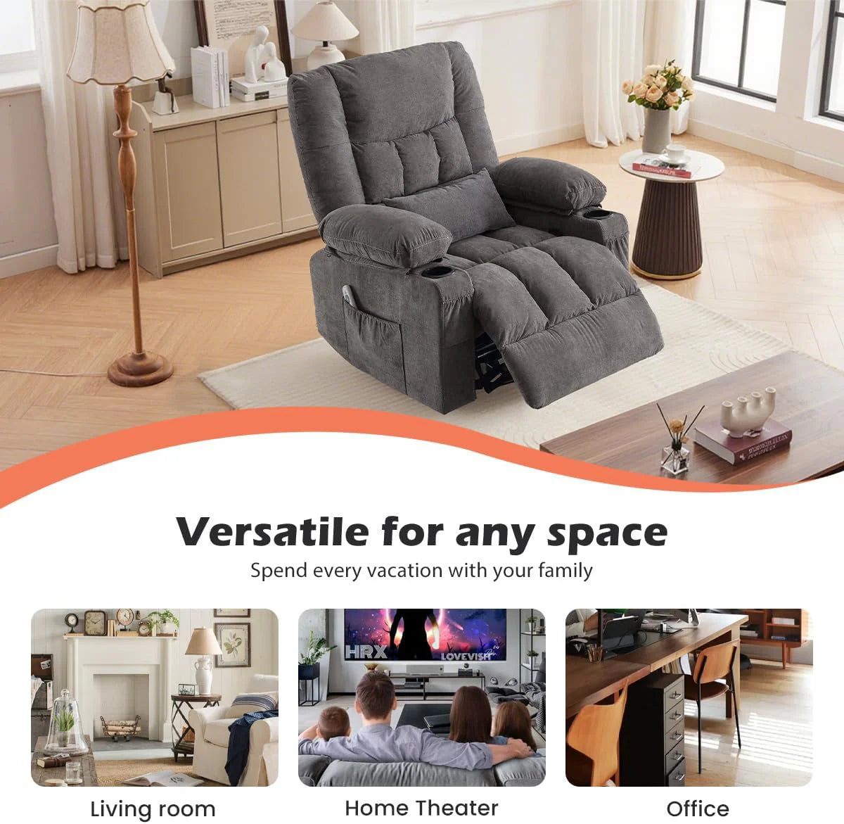 Recliner Loveseat with Cup Holders for Living Room