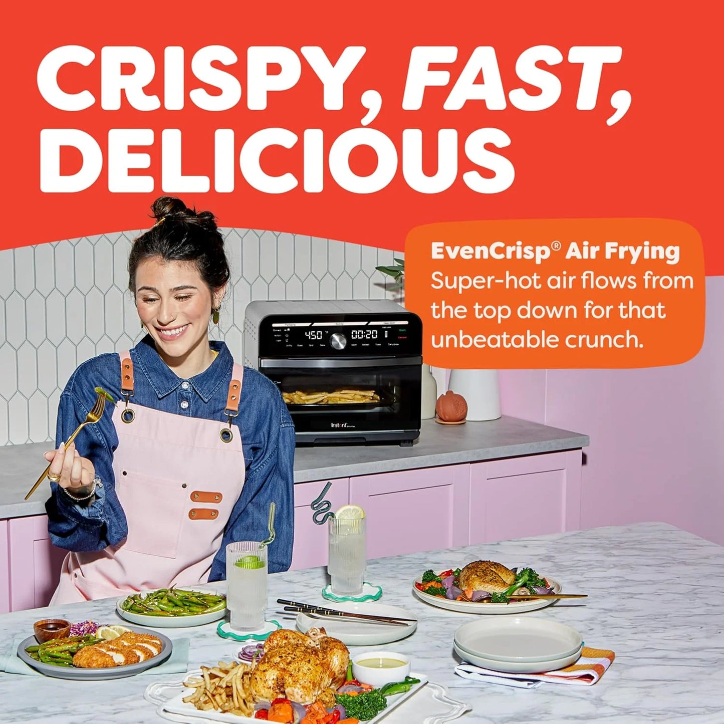 Instant Pot Omni Plus 19QT/18L Toaster Oven Air Fryer, 10-in-1 Functions, Fits 12" Pizza, Crisp, Broil, Bake, Roast, Toast, Warm, Convection, 100+ In-App Recipes, from the Makers of Instant Pot, Black