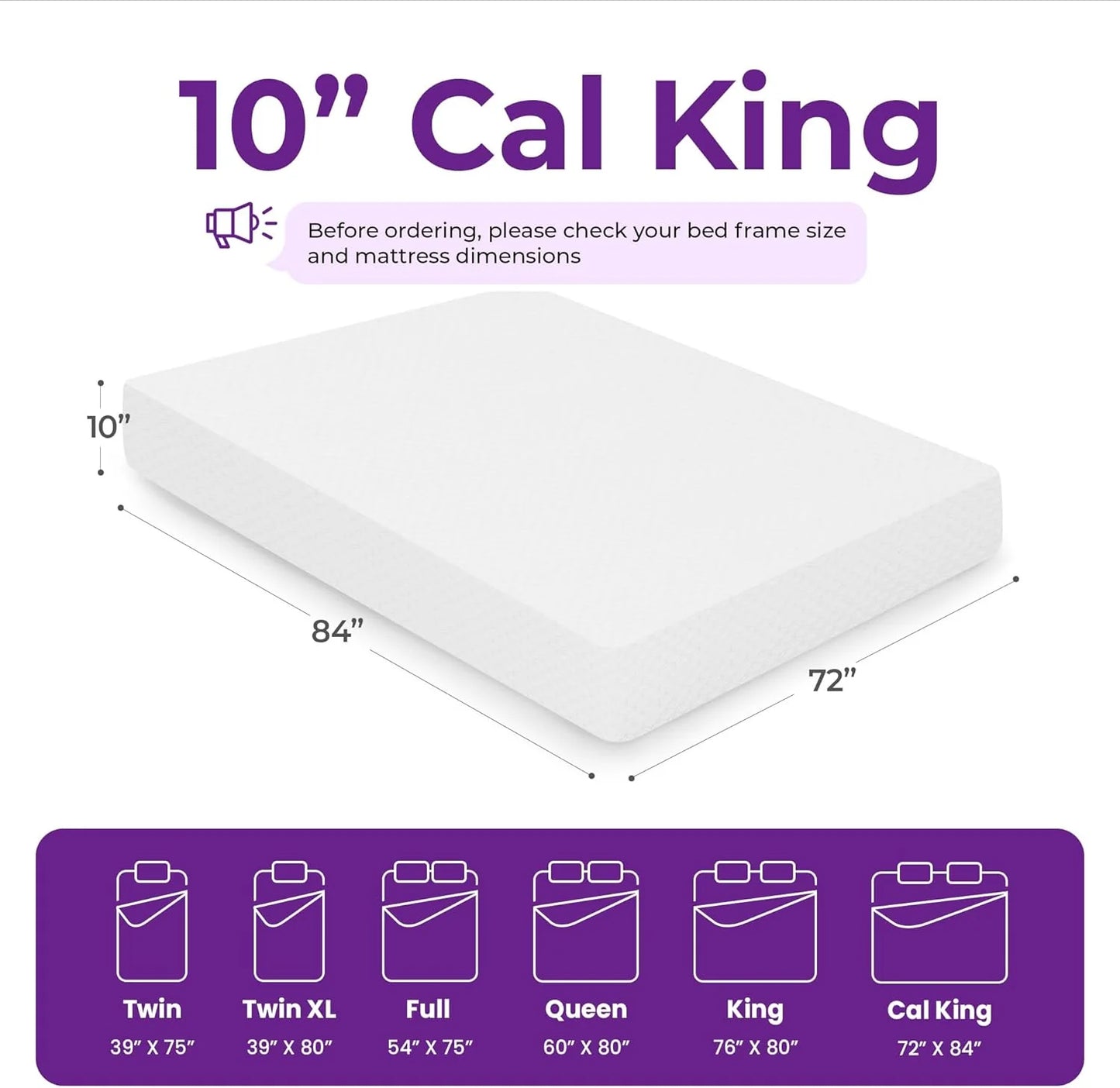 GAESTE 8-inch Fully Cooling Gel Memory Foam Mattress Mattress-in-a-Box