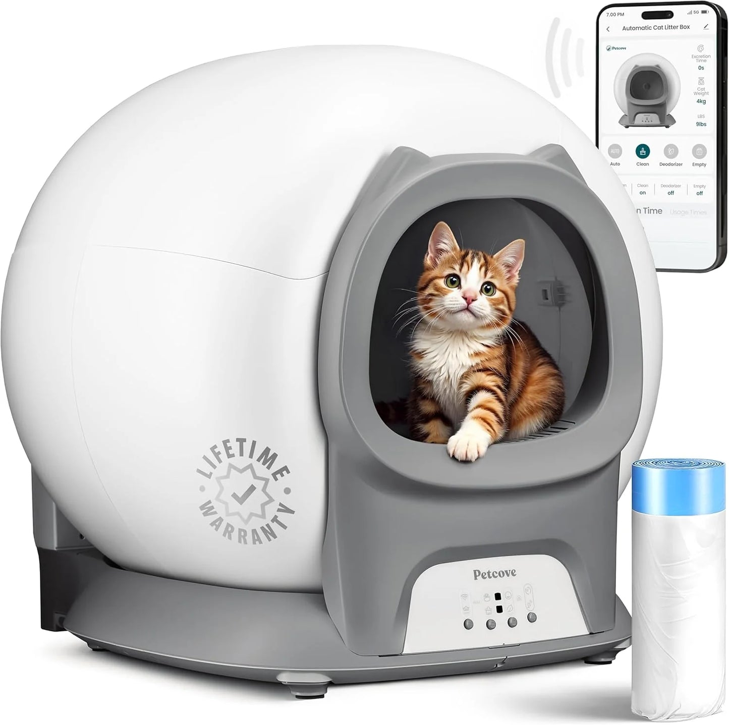 Self Cleaning Litter Box with Auto Safety Sensors for Multiple Cats - Automatic Cat Litter Box Self-Cleaning - Covered Odor Removal with APP Control - Compatible On All WiFi