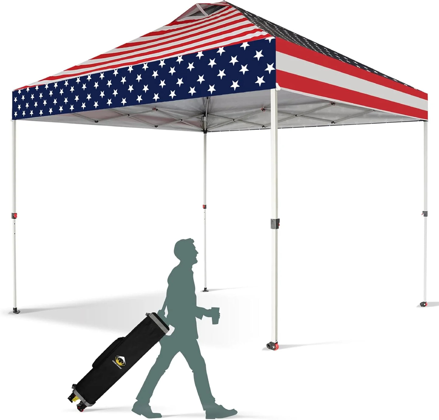 10x10 Pop-Up Awning - One-Click Installation Beach Tent - Outdoor Sunshade Silver Coated Top, 3 Heights and 4 Sand Pockets