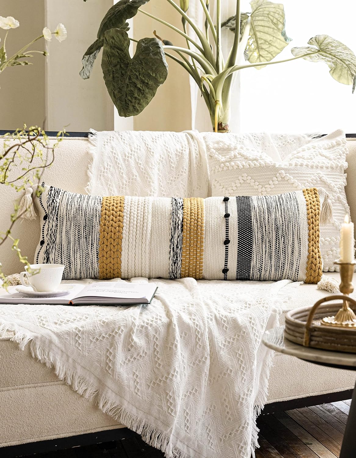 Blue Boho Decorative Throw Pillow Cover 20x20