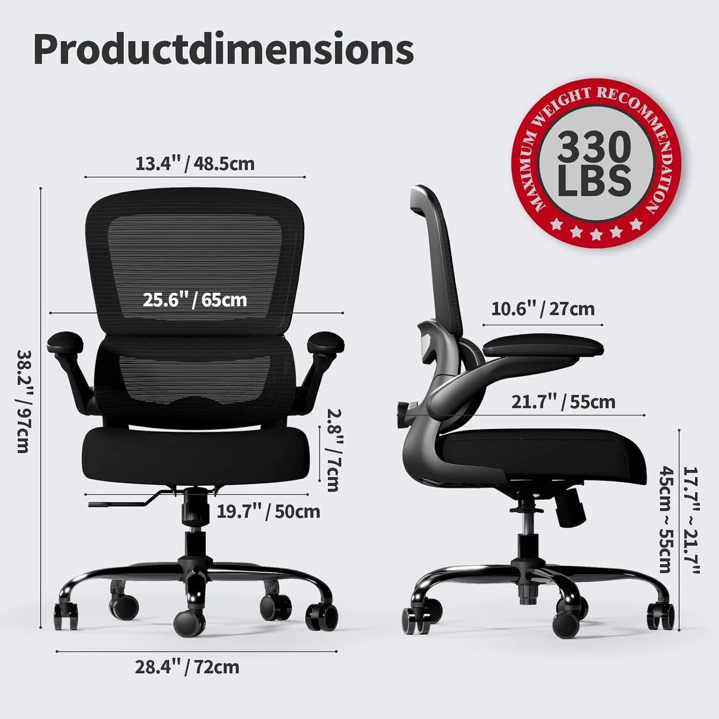 TRALT Office Chair Ergonomic Desk Chair 330 lbs Home Mesh Gaming Chair with Wheels