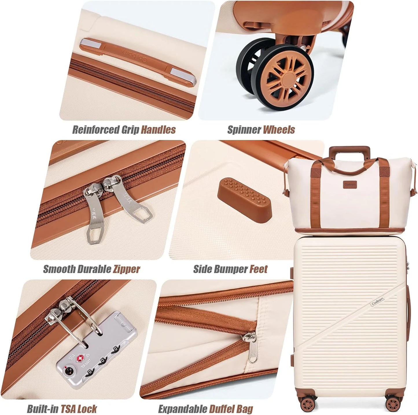 5-Piece Luggage Set with Spinner Wheels, Hard-Shell ABS Luggage Set with Tsa Lock, Lightweight Hard-Shell Waterproof Travel Case, Unisex, Gray