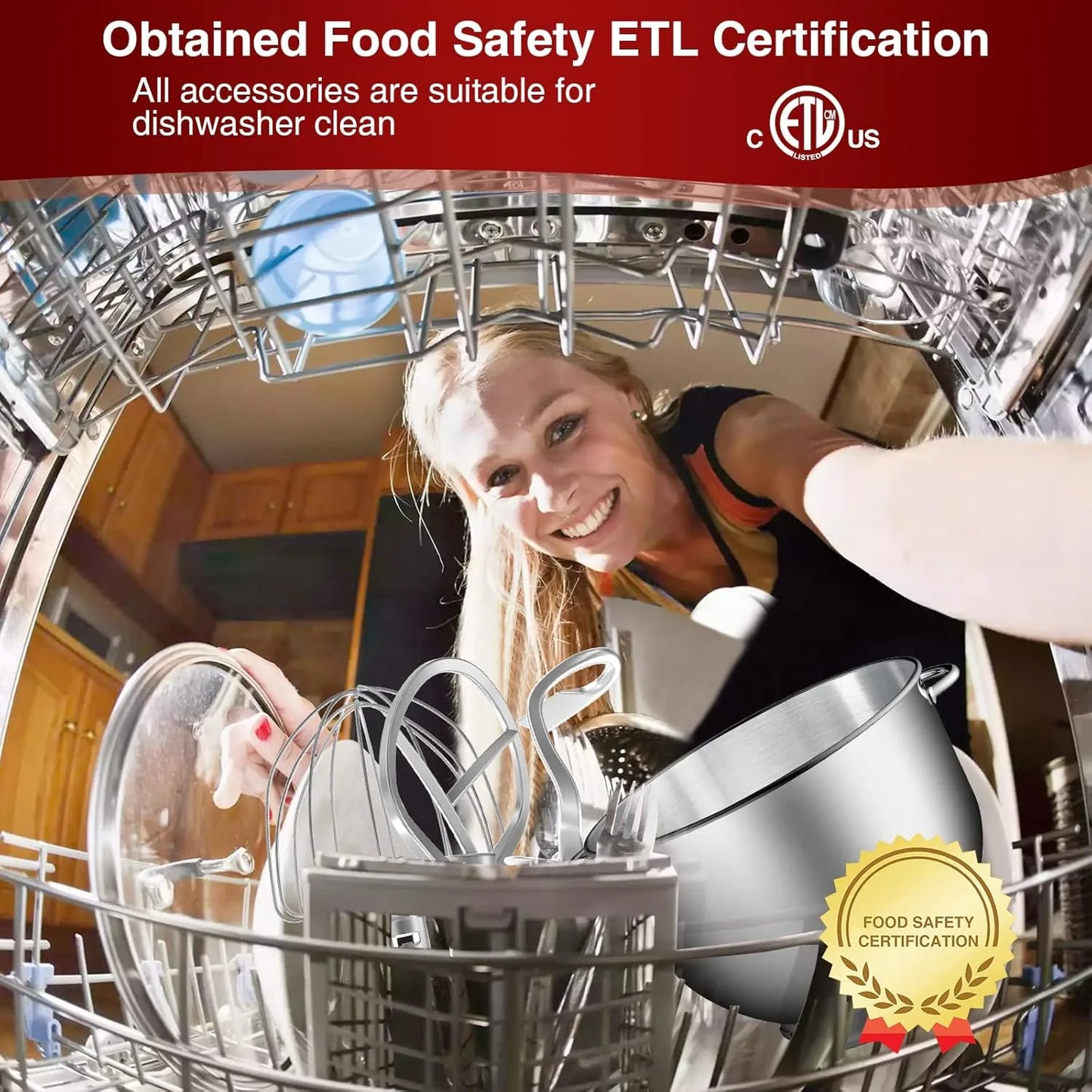 Stand Mixer 6.5 Qt 660W 6-Speed Tilt-Head Food Dough Mixer, Kitchen Electric Mixer with Stainless Steel Bowl,Dough Hook,Whisk, Beater, Egg white separator