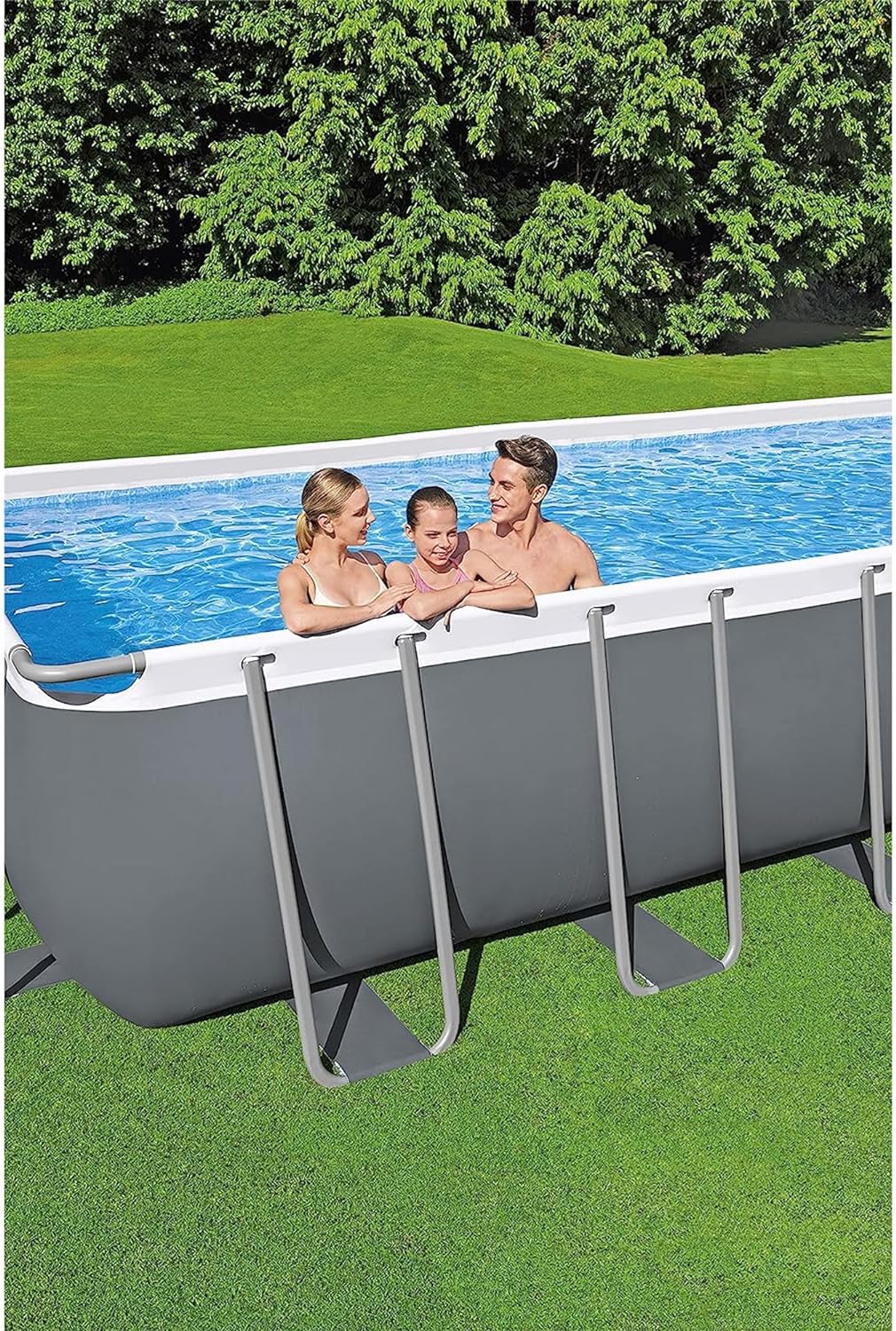 Power Steel 14' x 8'2" x 39.5" Oval Above Ground Pool Set | Includes 530gal Filter Pump, Ladder, ChemConnect Dispener