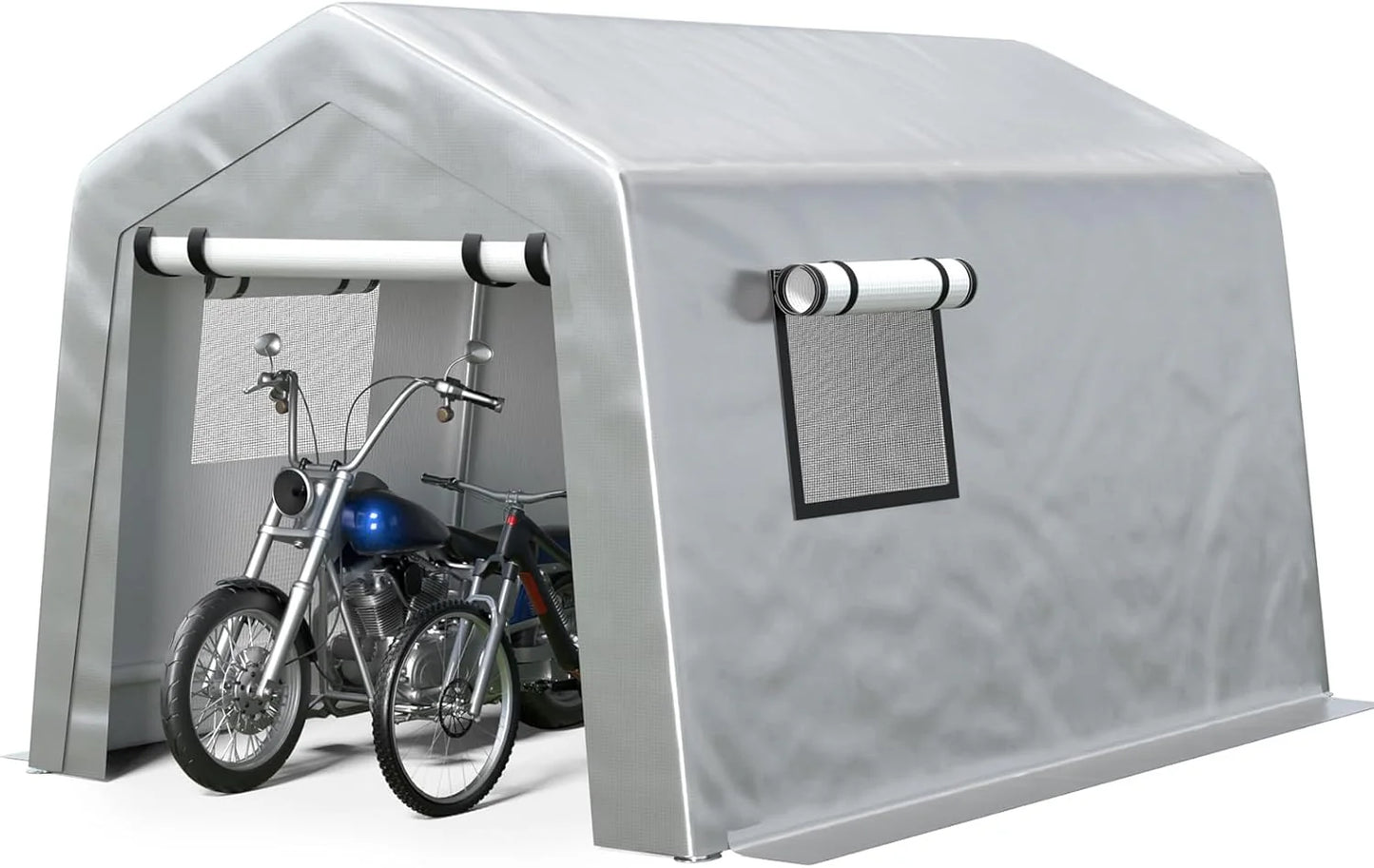 6x8 ft Heavy Duty Carport Tent Portable Garage with Removable Side Walls and Door Four Seasons Tarpaulin