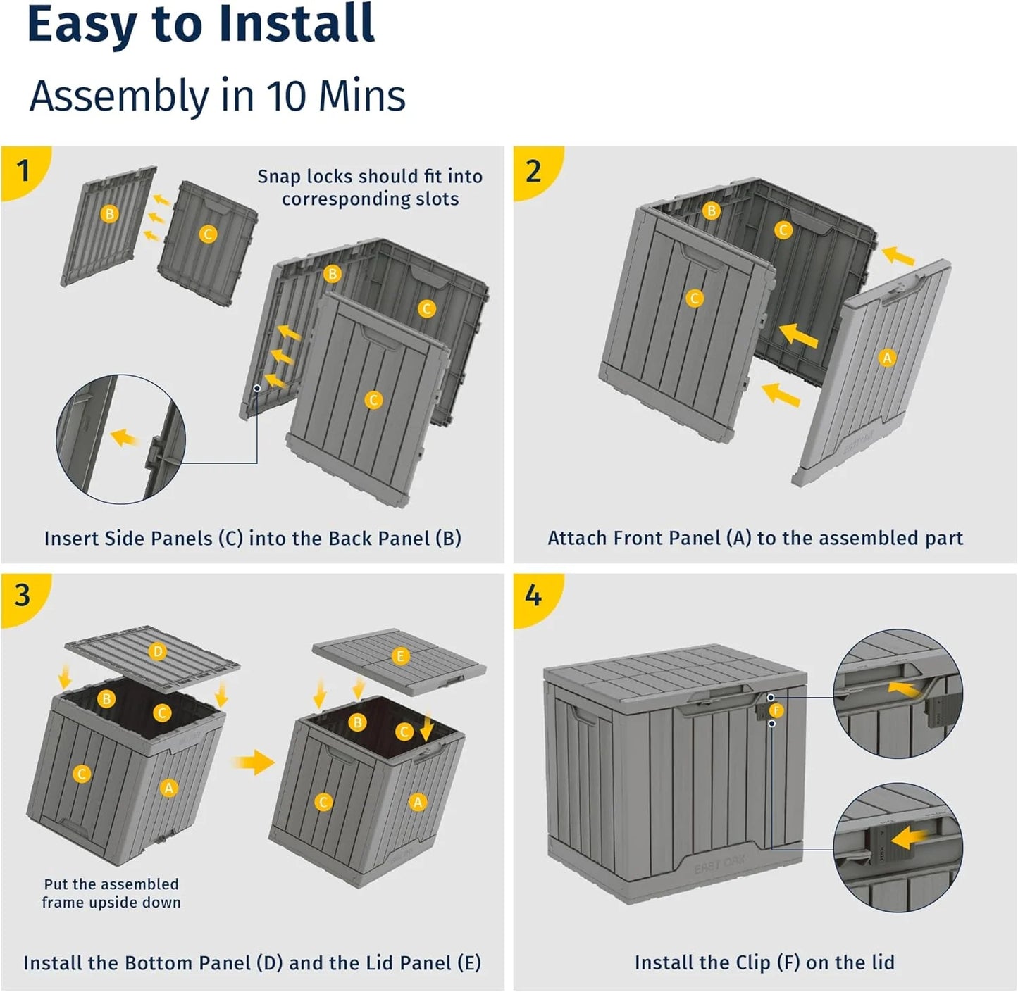 EAST OAK Outdoor Storage Box, 60 Gallon Deck Box Indoor and Outdoor Use, Waterproof Resin Storage Bin