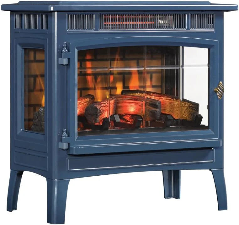Freestanding Electric Fireplace Stove Heater with 3D Flame Effect for 1,000 Sq. Ft