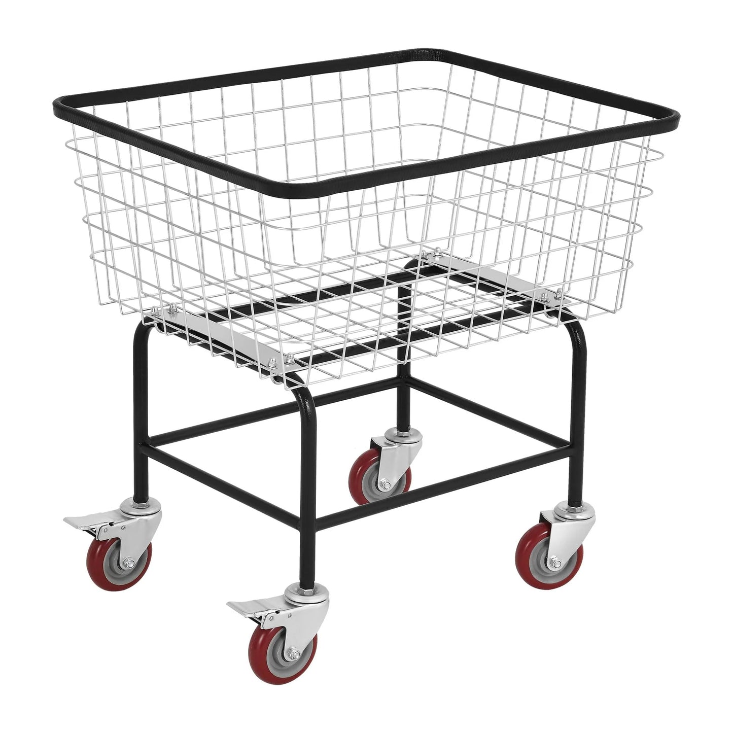 Wire Laundry Cart 4.5 Bushel, Rolling Laundry Basket with Wheels, Metal Commercial Wire Laundry Basket Cart with Galvanized Finish, Heavy Duty Large Steel Basket for Laundry Clothes Storage