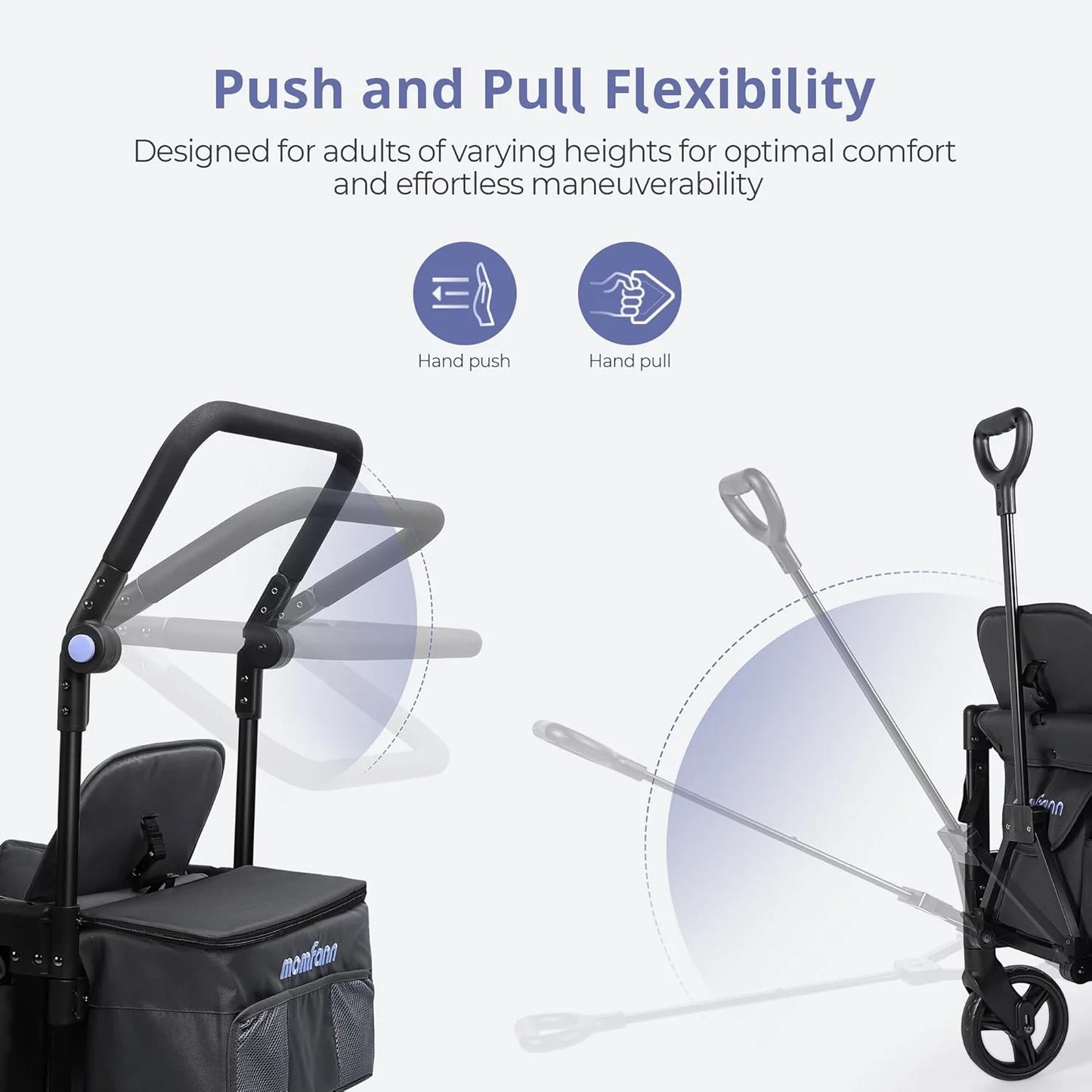 Stroller Wagon for Kids, Wagon Stroller Toddlers 2 Seaters, All-Terrain Baby Wagon Outdoor with Canopy, Parent Organizer, Adjustable Handle & Pull Bar for Infants and Toddlers, Gray