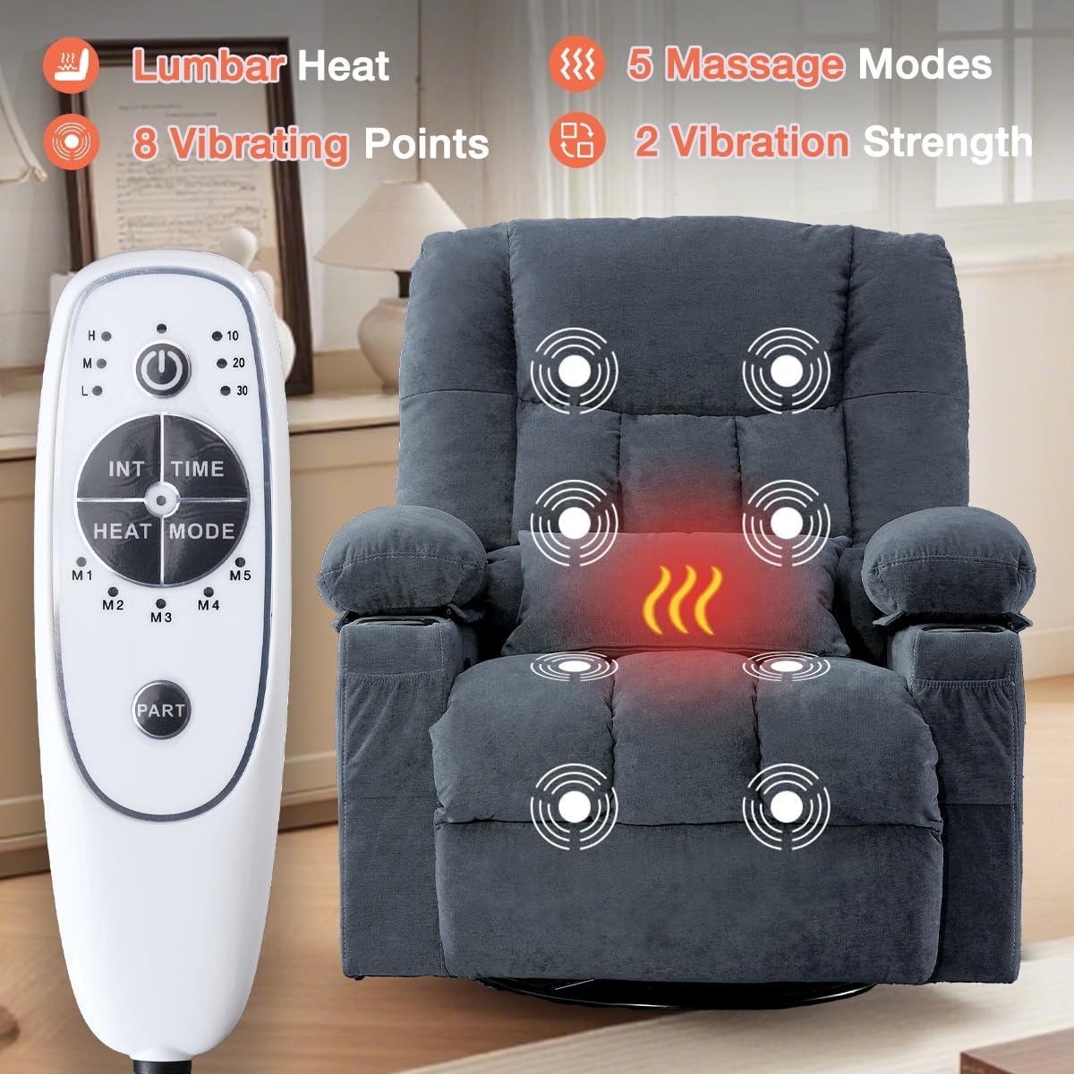 Recliner Loveseat with Cup Holders for Living Room