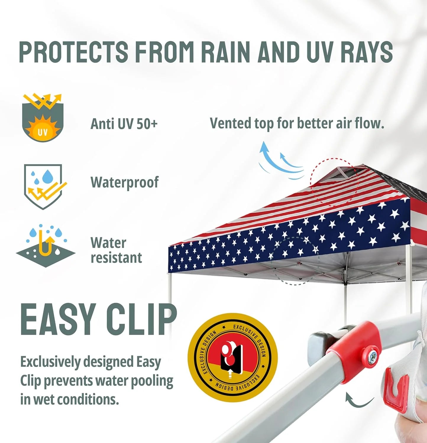 10x10 Pop-Up Awning - One-Click Installation Beach Tent - Outdoor Sunshade Silver Coated Top, 3 Heights and 4 Sand Pockets