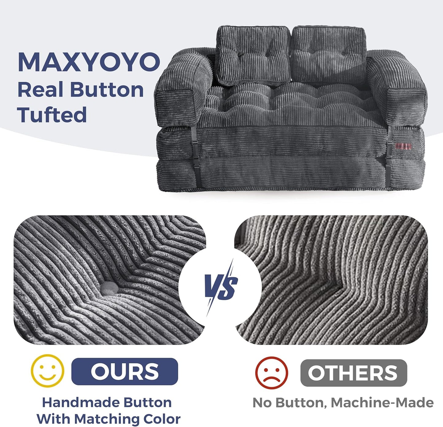 Folding Sofa Bed, L-Shaped Convertible Sofa Bed with Armrests and Pillows,