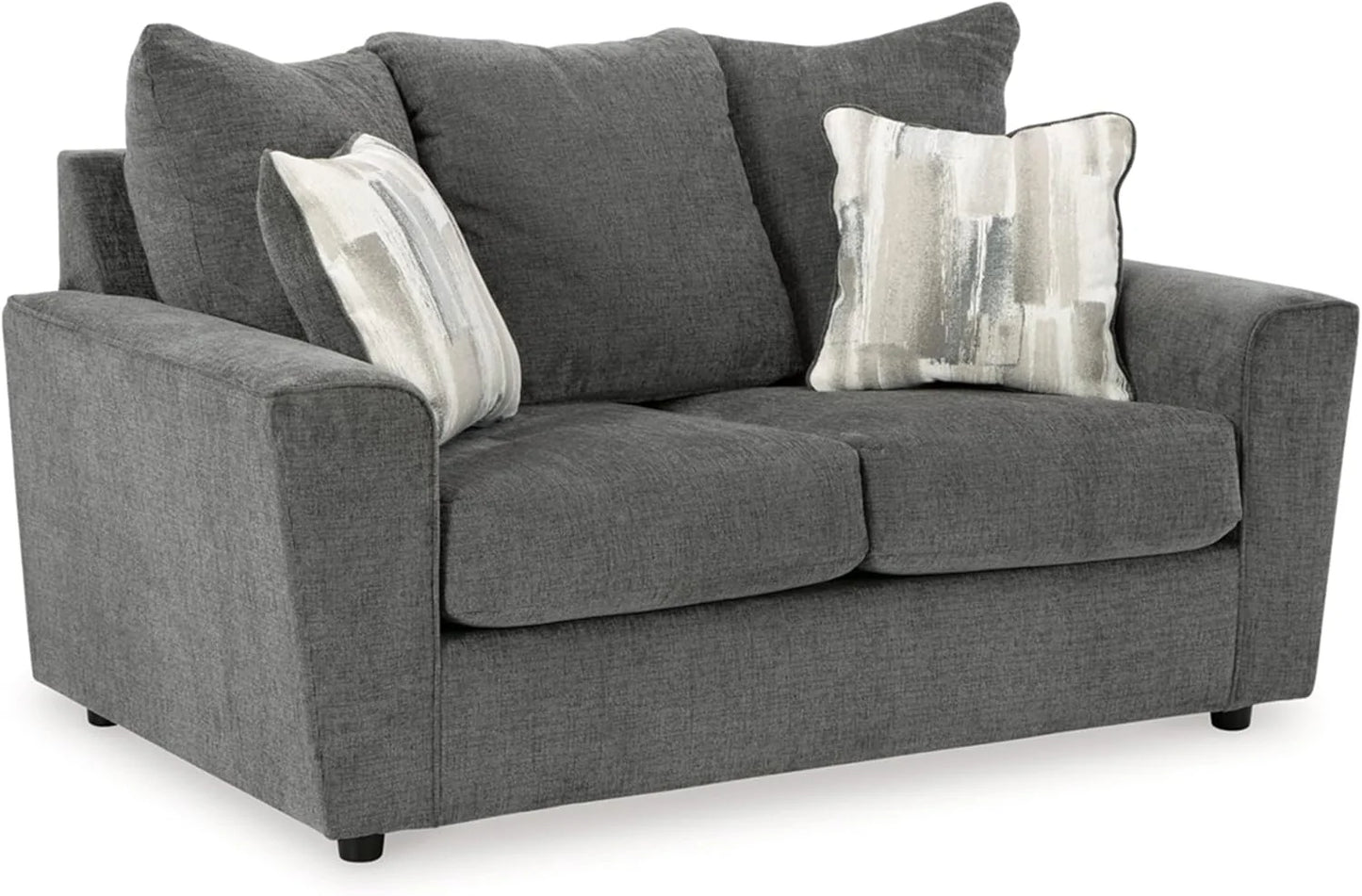 Casual Loveseat with Flared Arms Gray Upholstered Sofa for Living Room
