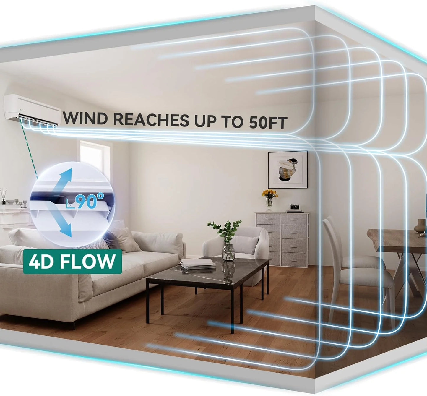12000 BTU Mini Split Air Conditioner Heat Pump System, Wifi Enabled 20 SEER2 115V Inverter Ductless AC Cool Up to 750 Sq. Ft, Compatible with Alexa, Complete Installation Kit, White