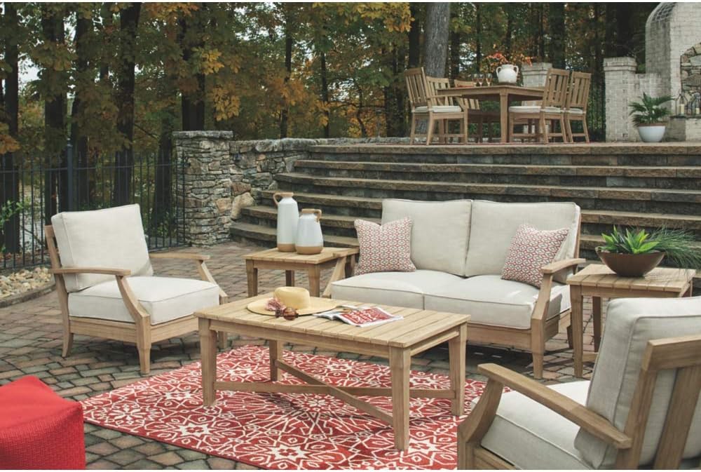 Coastal view outdoor terrace eucalyptus sofa