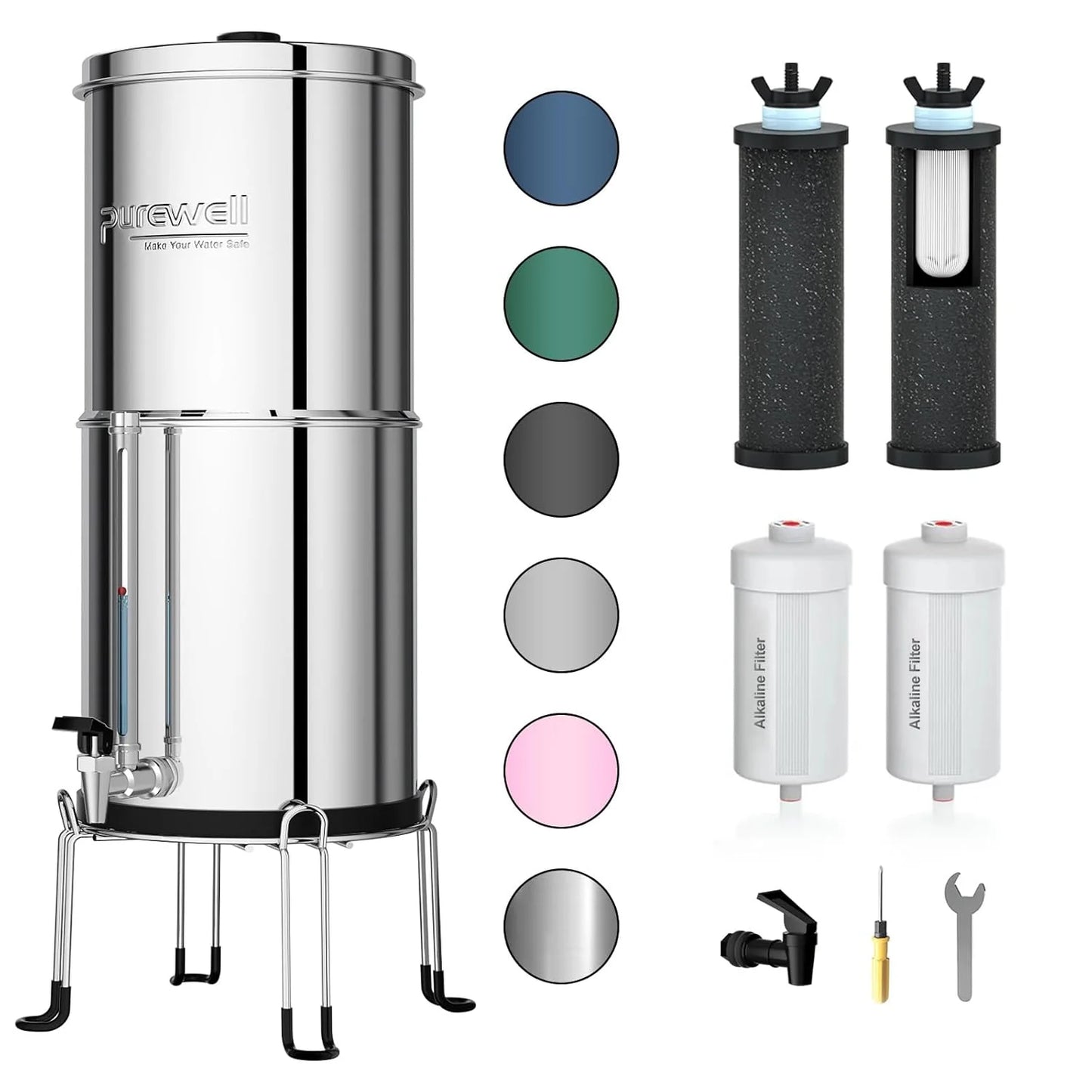 Purewell three-stage 0.01μm ultrafiltration gravity water filtration system 304