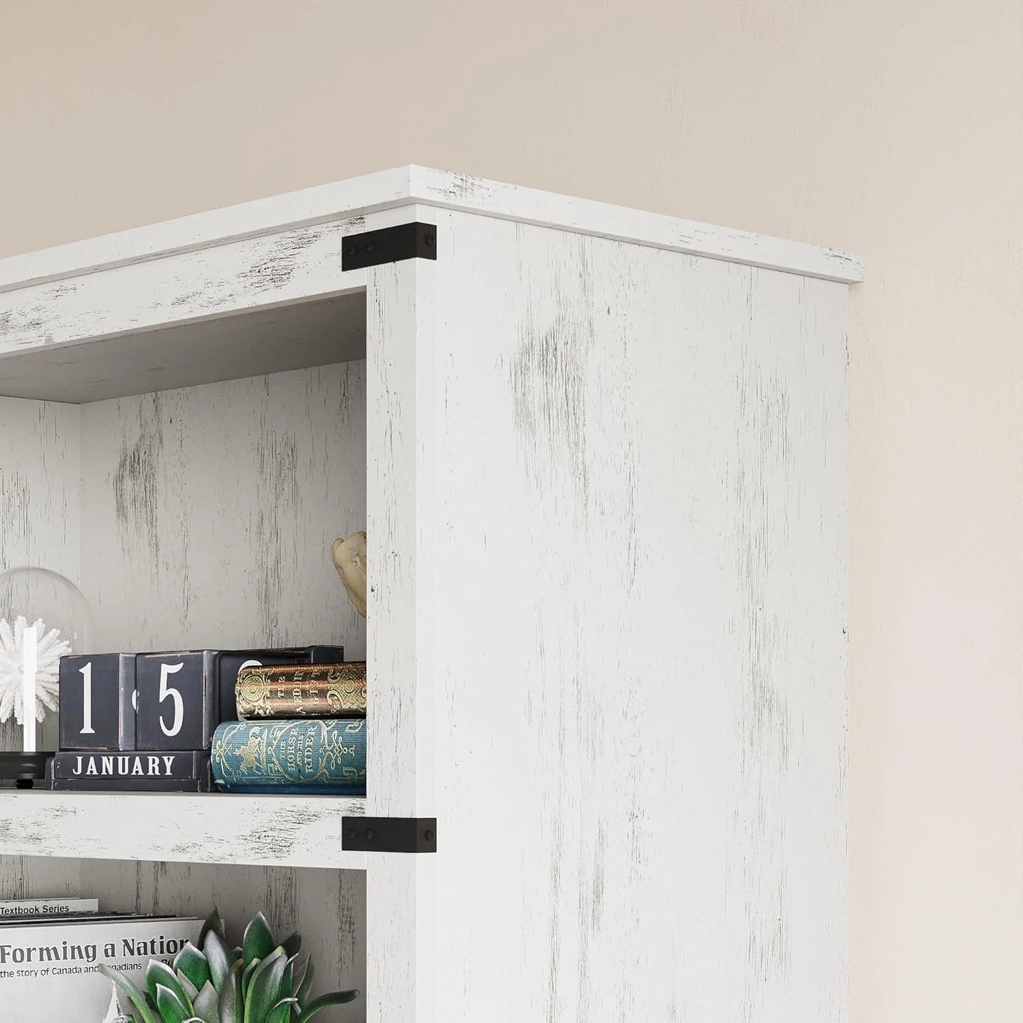 5 Tier Bookcase Farmhouse Book Shelf with Storage Open Display Bookshelves