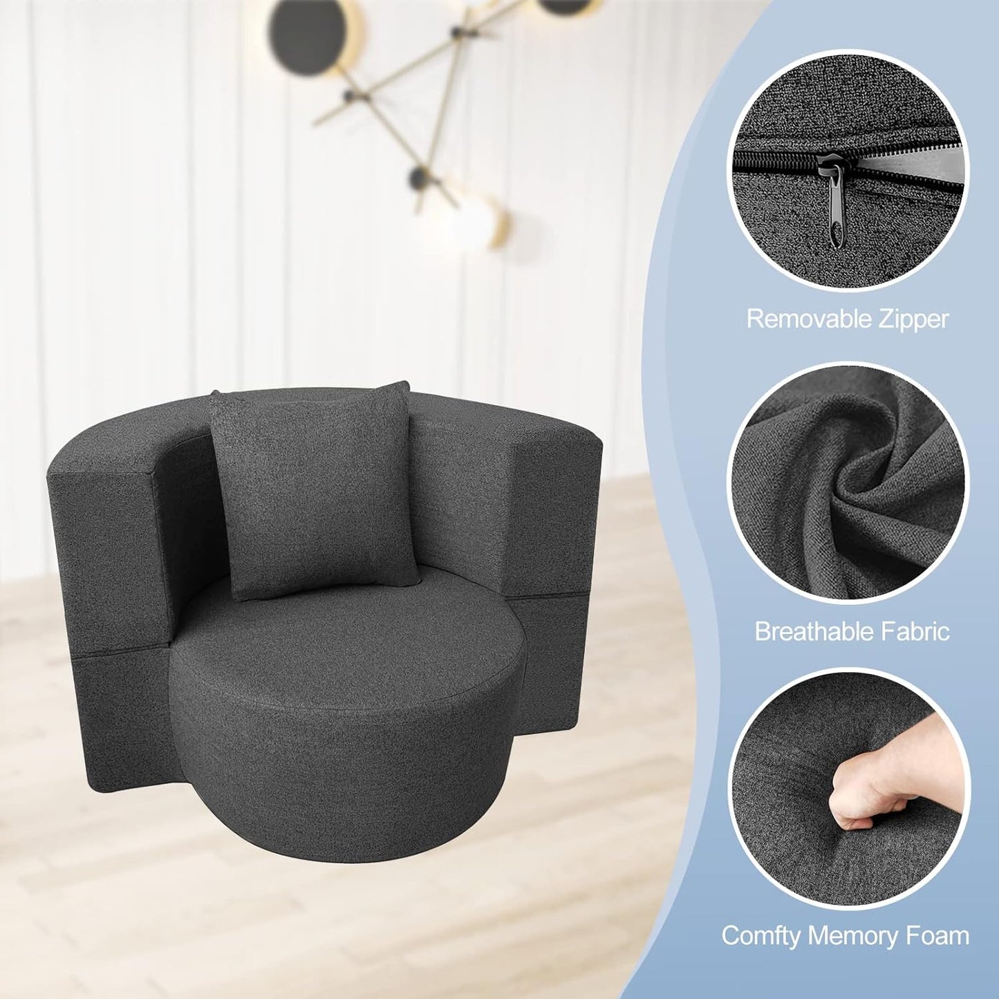 60 inch pull out sofa bed, memory foam sofa with 2 pillows, futon bed, guest bed and pull out sofa,