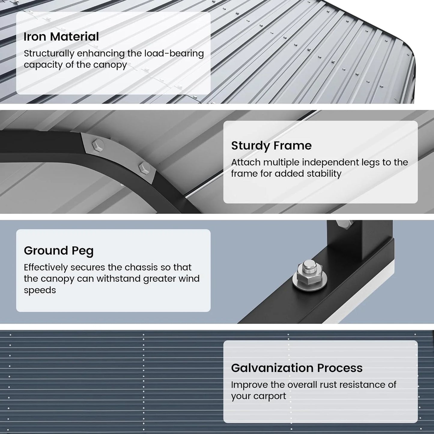 10'x15' Heavy Duty Metal Carport, Outdoor Garage Car Shelter Shade with Heavier Frame