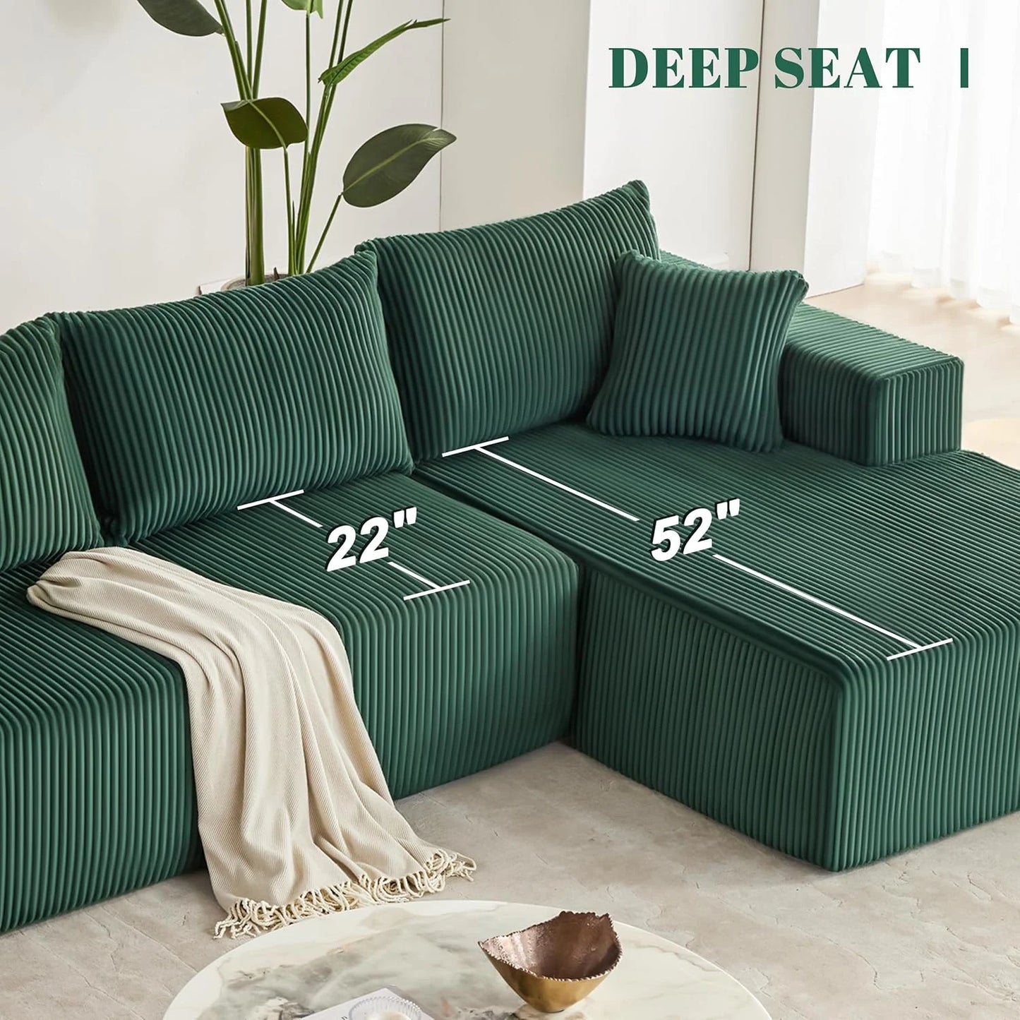 108 inch sectional sofa, cloud sectional sofa with deep seat, modern sectional L shaped sofa