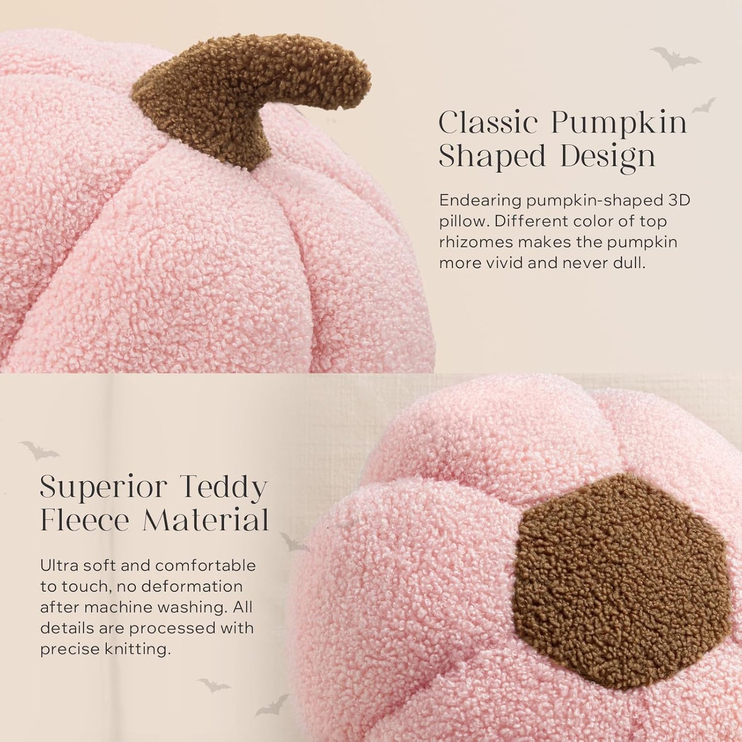 Teddy Fleece Pumpkin Throw Pillows