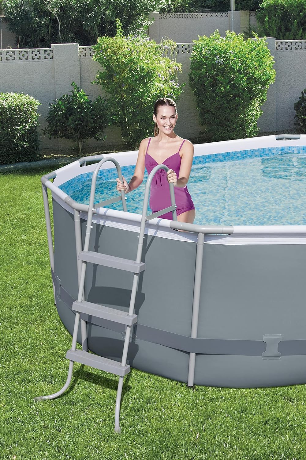 Power Steel 14' x 8'2" x 39.5" Oval Above Ground Pool Set | Includes 530gal Filter Pump, Ladder, ChemConnect Dispener