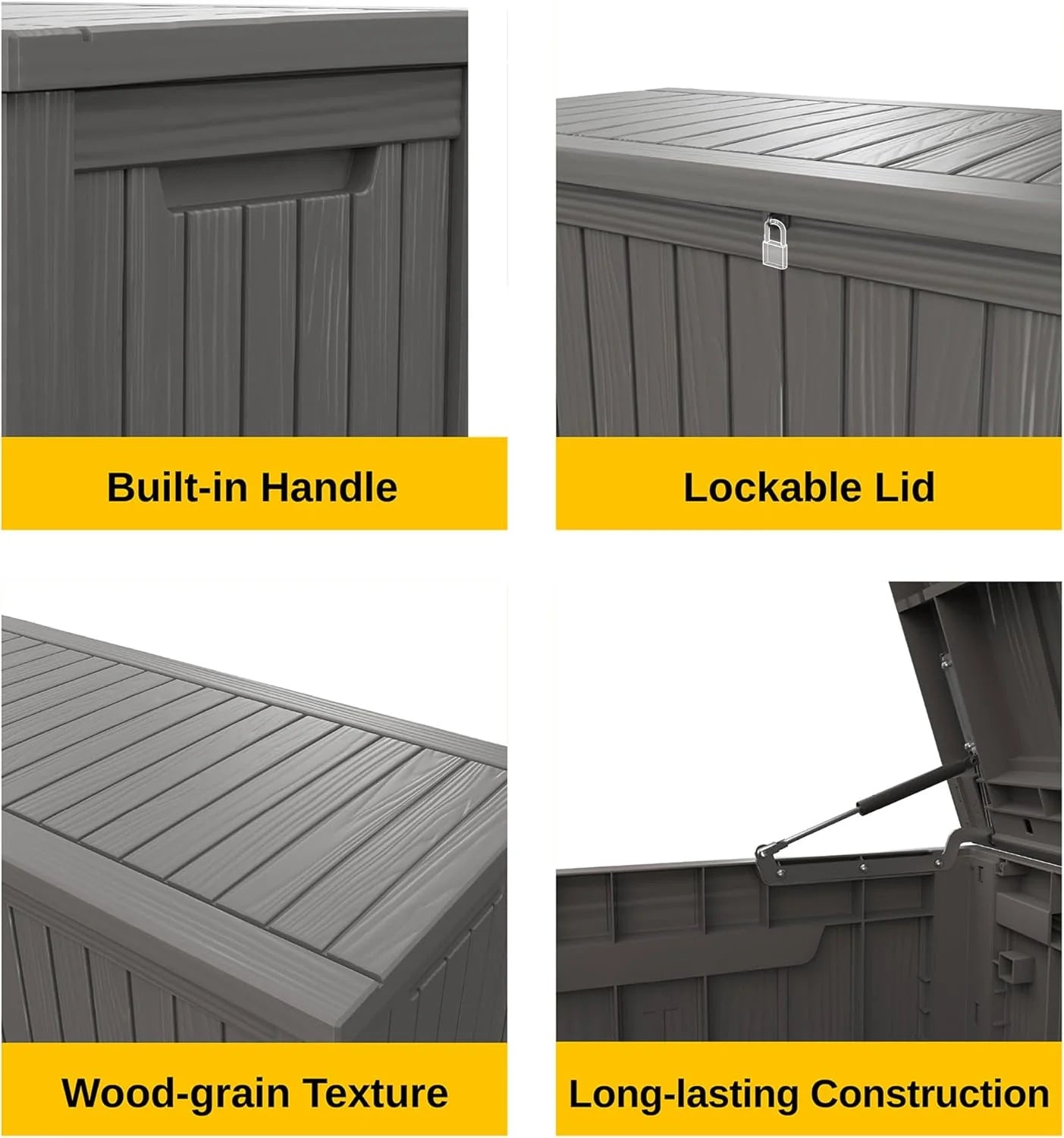 EAST OAK Outdoor Storage Box, 60 Gallon Deck Box Indoor and Outdoor Use, Waterproof Resin Storage Bin