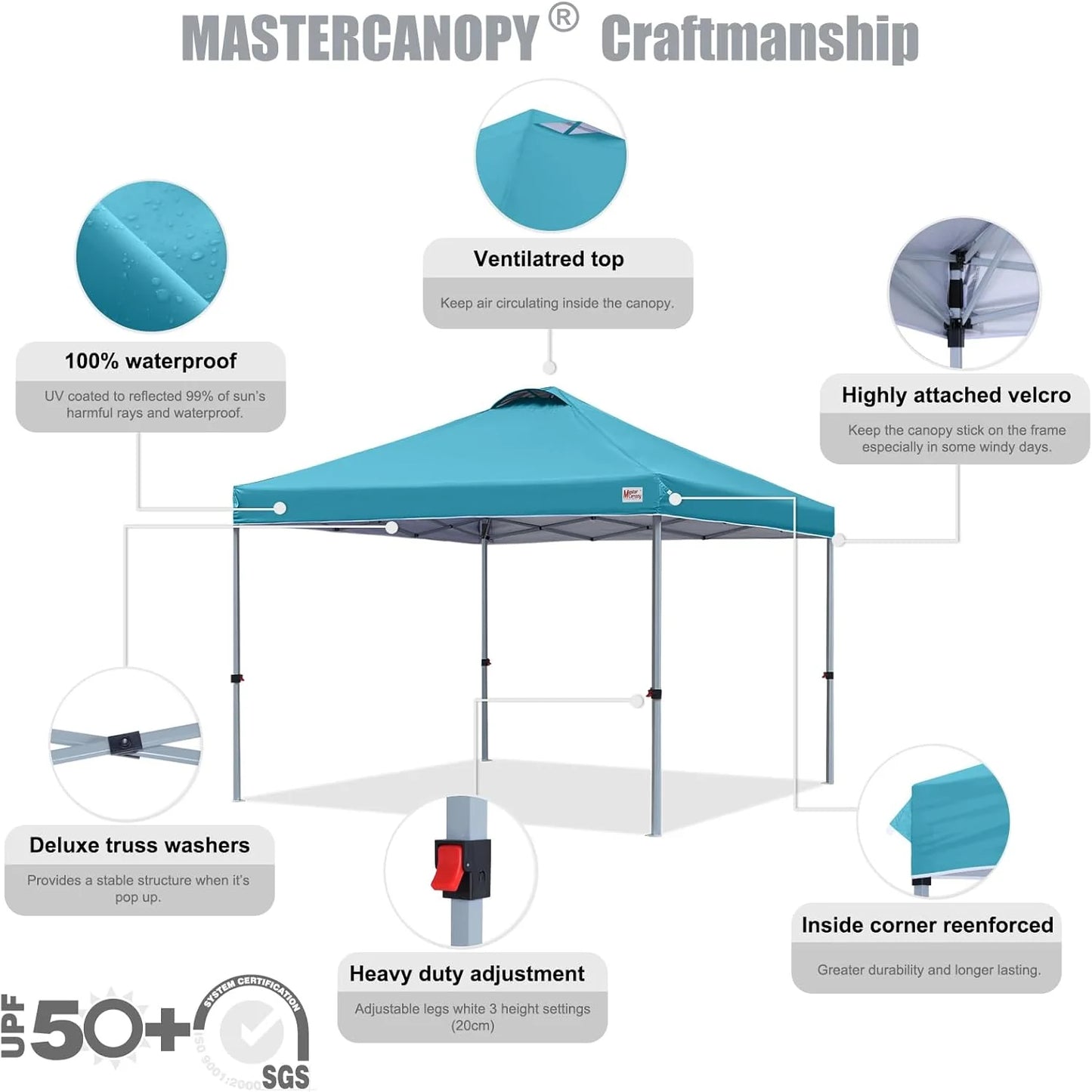 Durable Pop-up Canopy Tent with Roller Bag (10x10, Black)