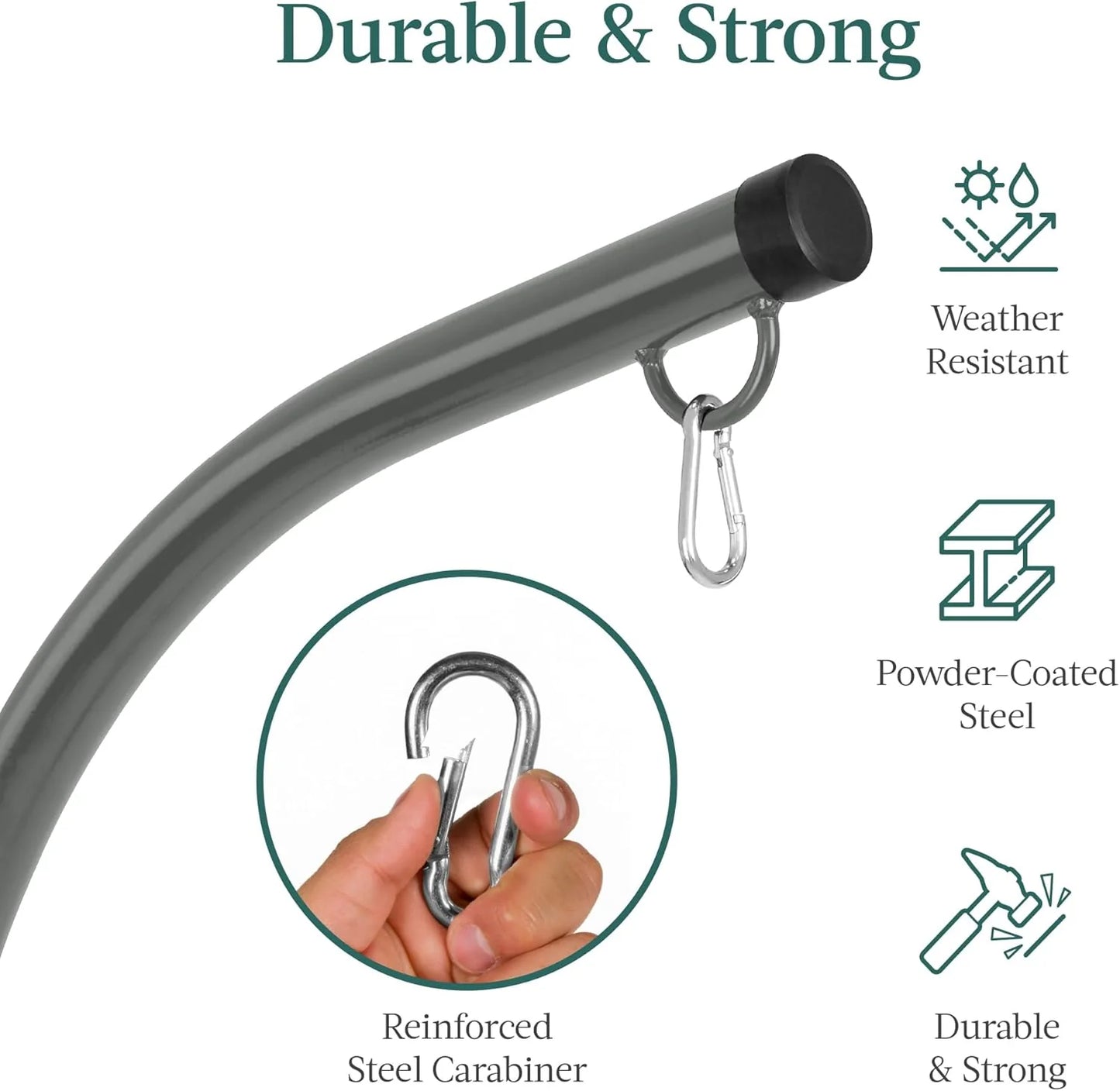 Best Choice Products Metal Hanging Hammock C-Stand for Chair/Weather-Resistant Finish, Offset Base - Stand Only - Black