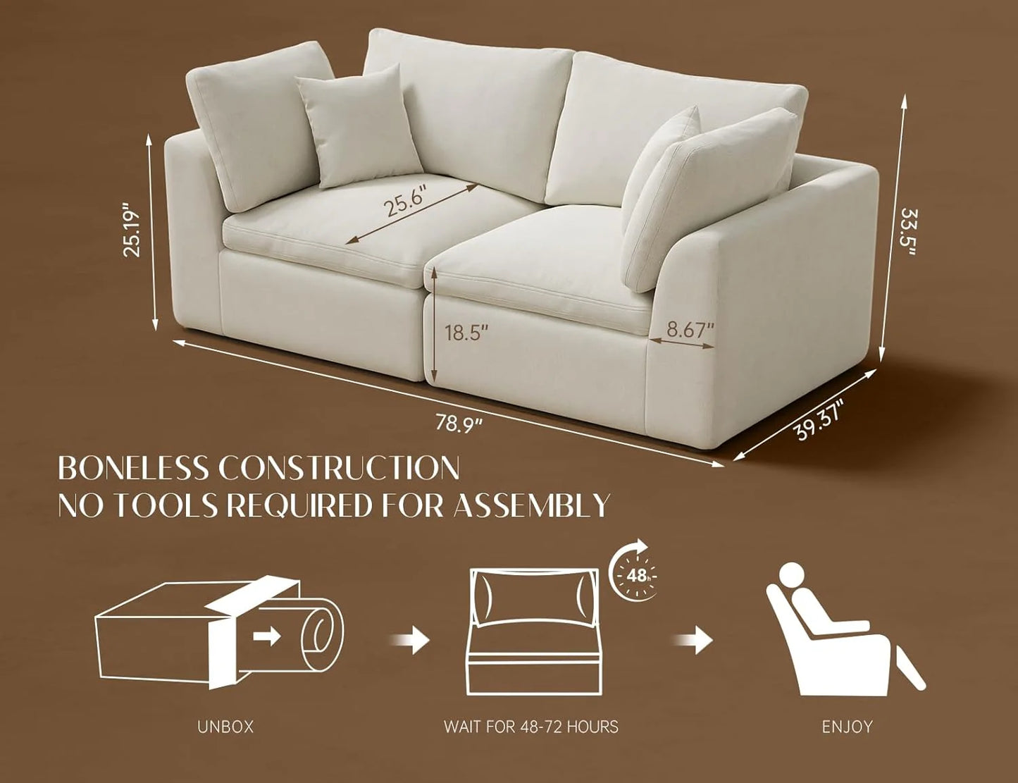 110 inch cloud sectional sofa for living room, convertible L-shaped sofa 3 seater sectional sofa