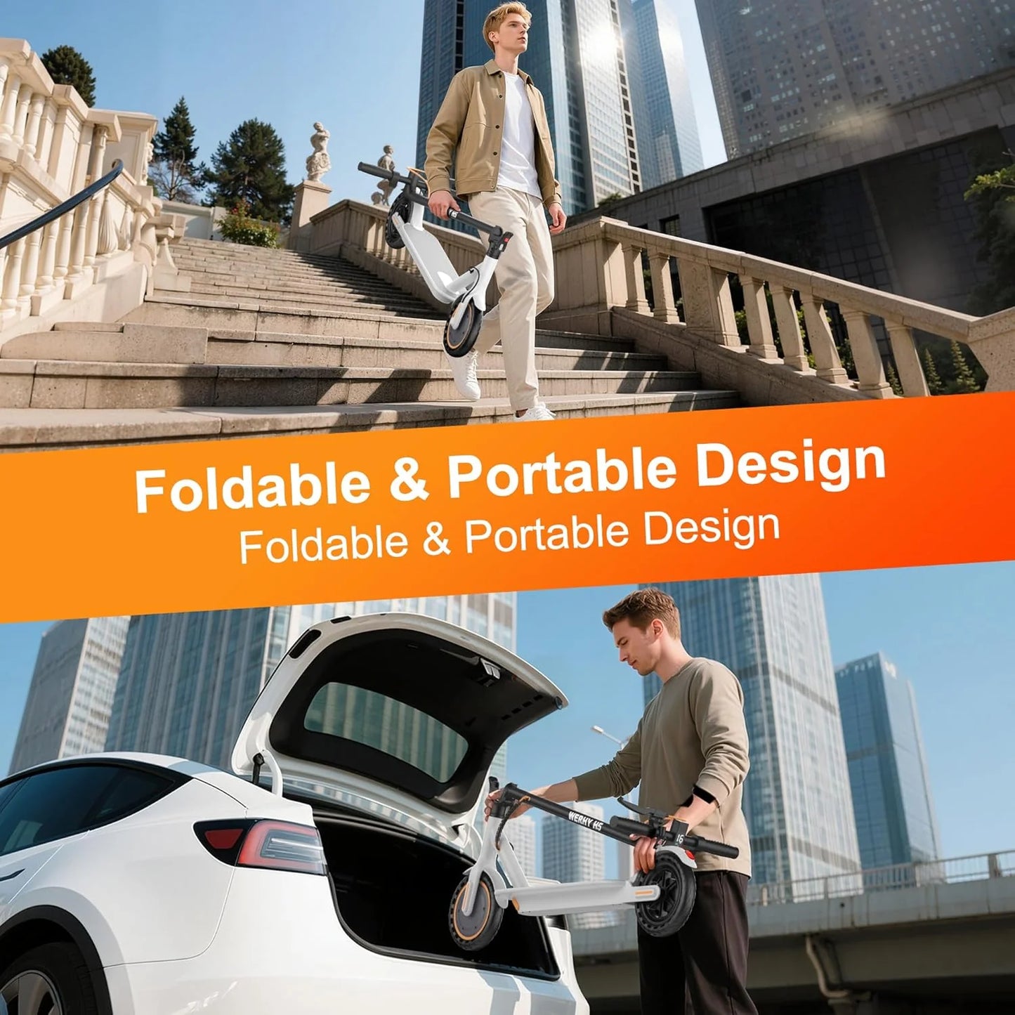 Electric Scooter, 350W/500W Motor, Top Speed 19/22 mph, Max 16/23/28Miles Ranges, Foldable E Scooter for Adults