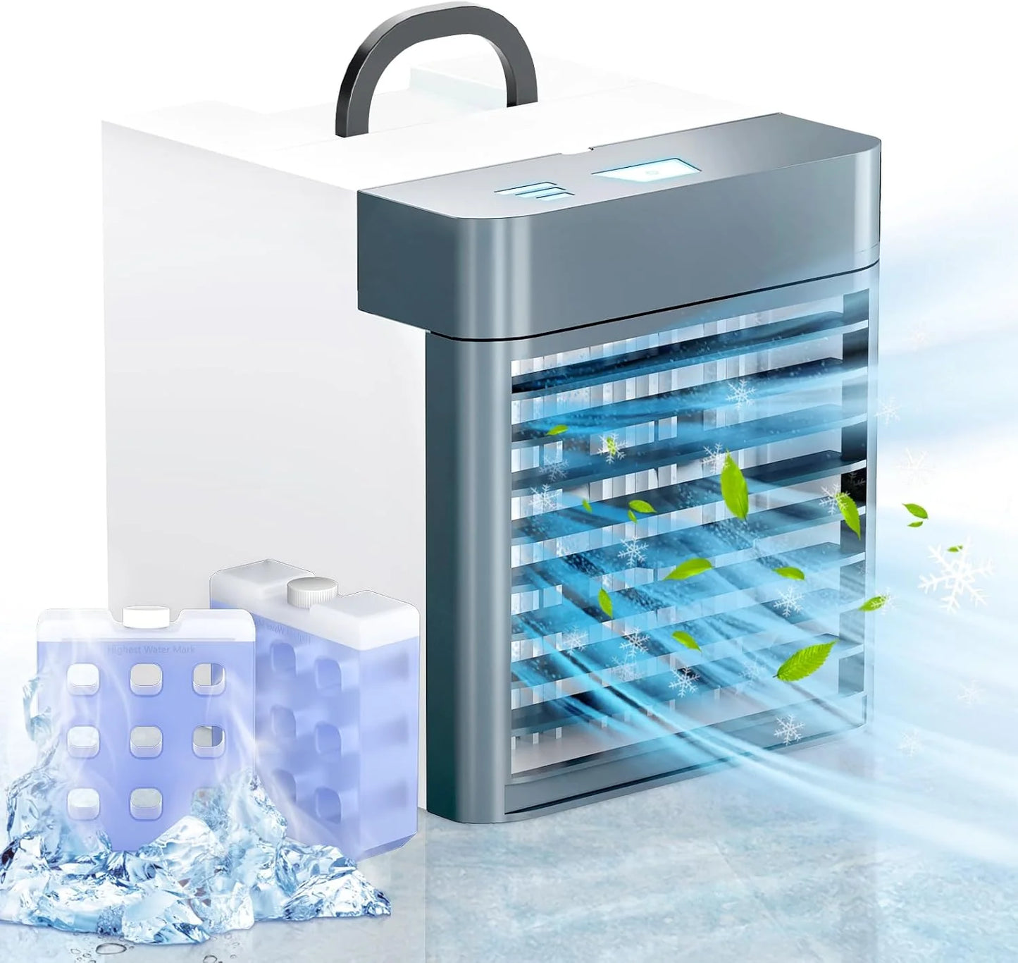 Portable Air Conditioners Fan, Anti-leakage Water Mini Air Cooler with 3 Speeds, Personal Ice Air Conditioner for Room Desk Office Home Tent(White06)