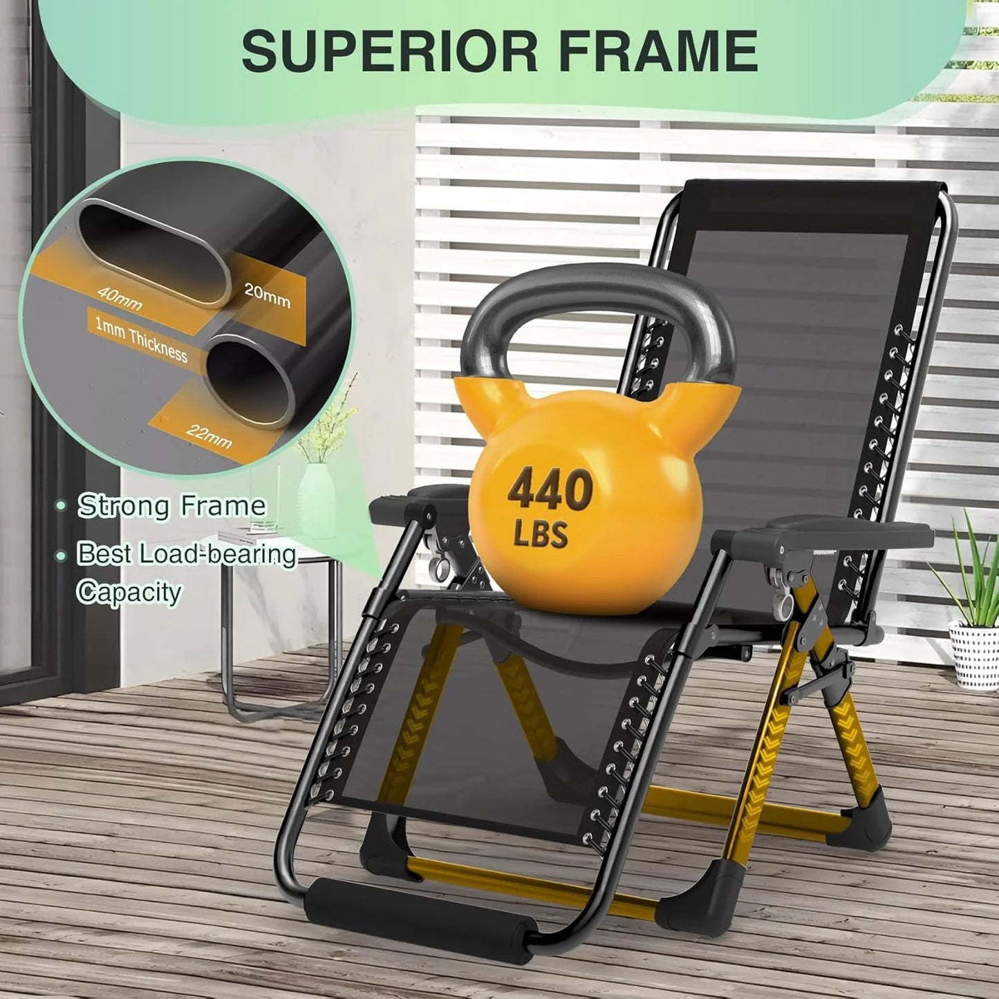 Indoor and outdoor patio chair folding lounge chair zero gravity chair with removable cushion camping lounge chair