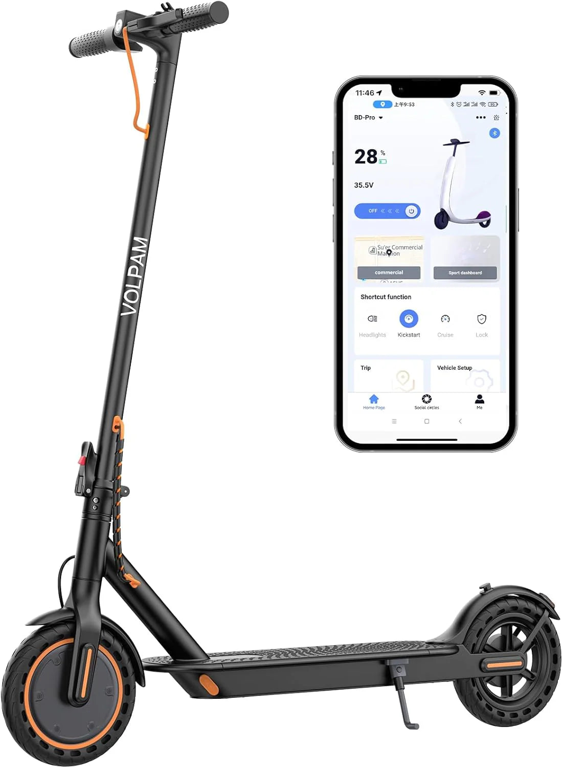 Electric Scooter, 350W/500W Powerful Motor, 8.5"/10" Solid Tires, 19/22Mph, 28/21/12 Miles Range,Dual Braking