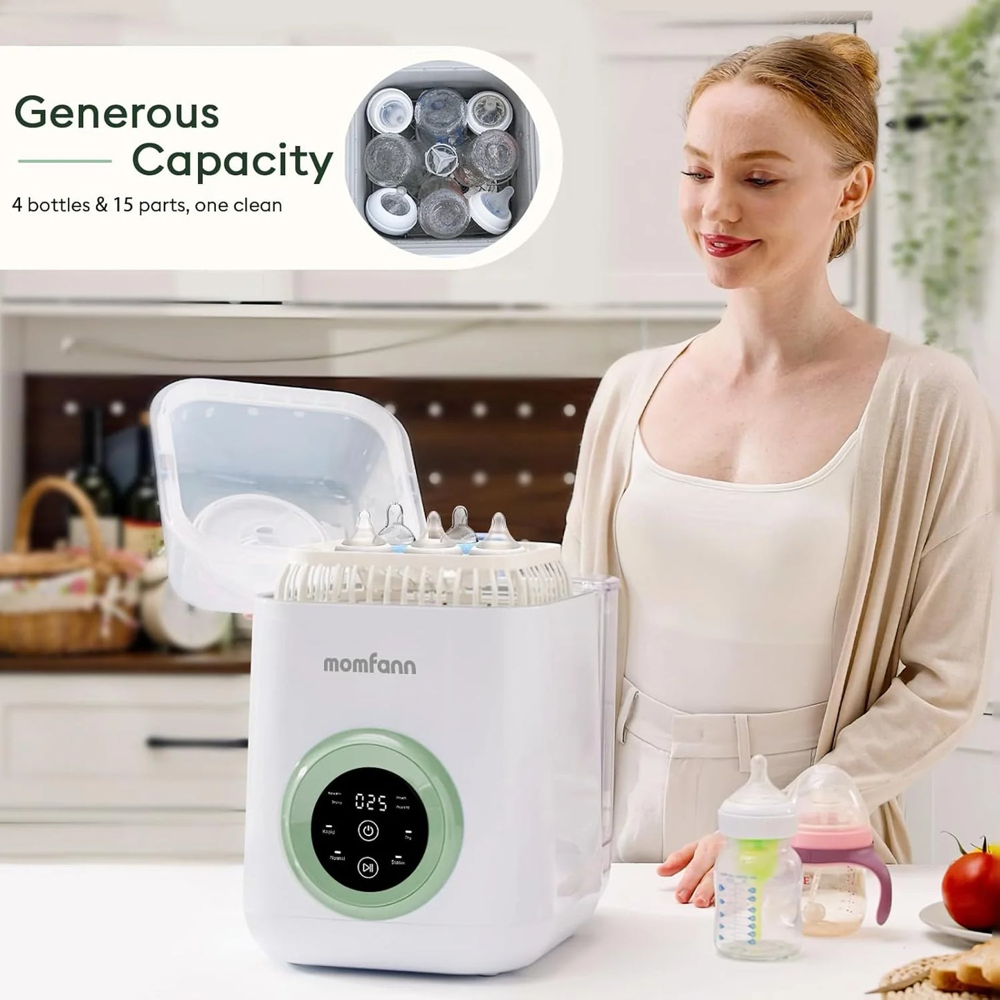 Baby Bottle Washer-19 Min Rapid Wash, Sterilizer and Dryer, All-in-One Cleaner, Bottles, Pump Parts & Baby Essentials