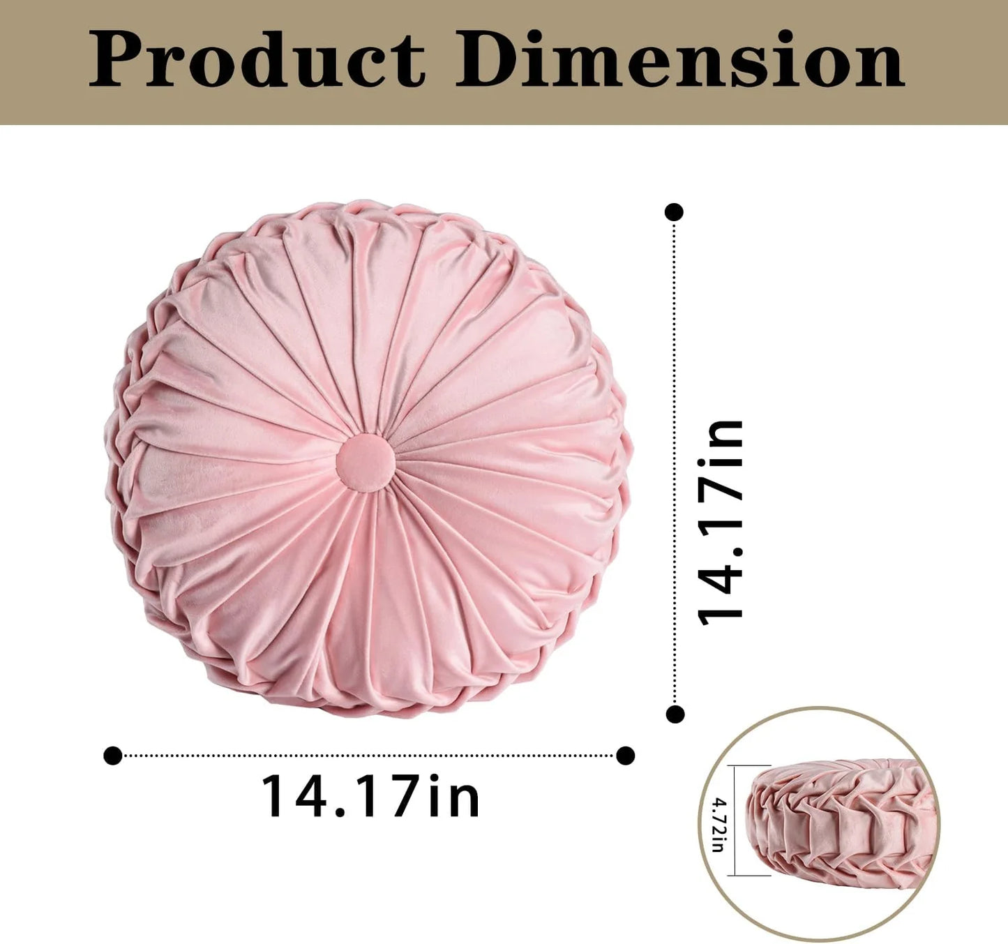 Set of 2 Decorative Round Pleated Throw Pillows